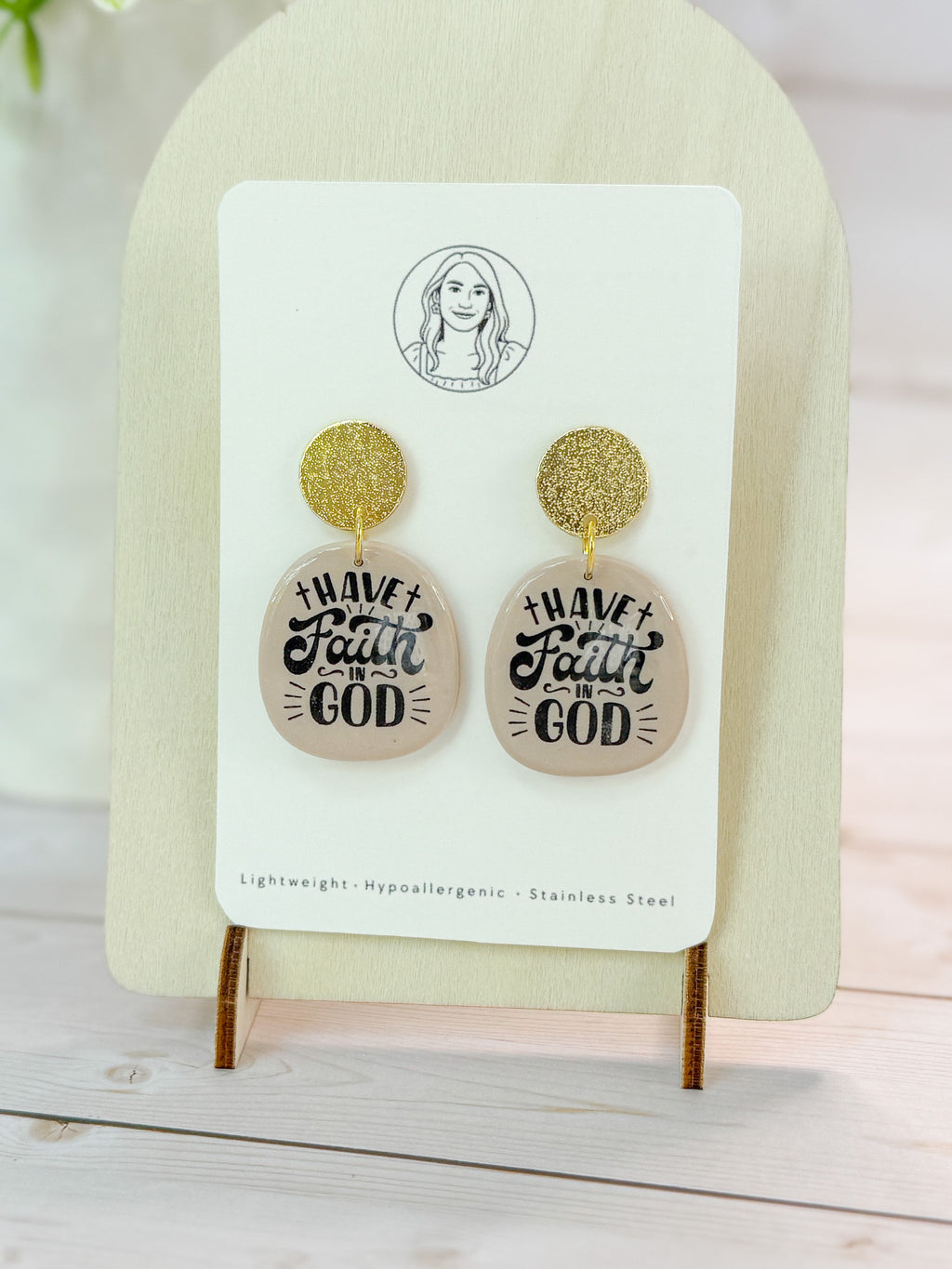 RG13 Faith Inspired Slogan Earrings | Christian Gift | Handmade Polymer Clay Statement Jewelry, Have Faith in God