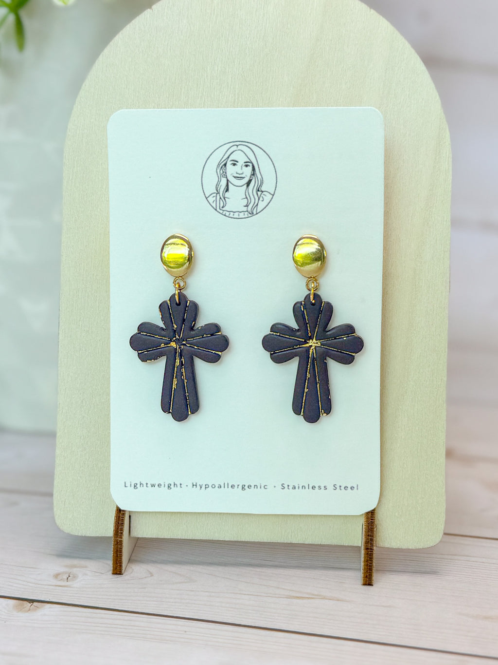 RG4 Faith Inspired Cross Earrings in Moody Colors & Gold| Christian Gift | Handmade Statement Jewelry