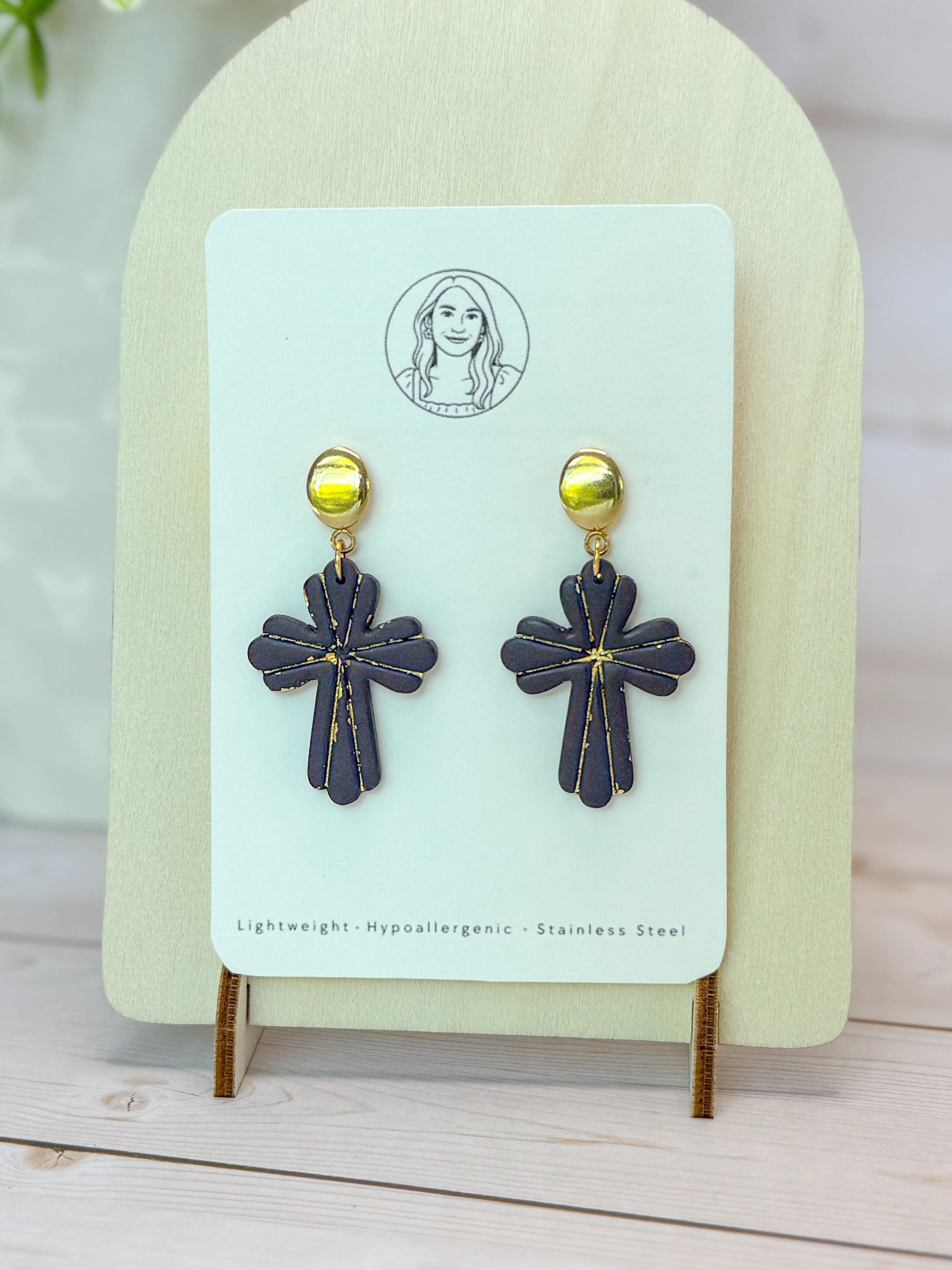 RG4 Faith Inspired Cross Earrings in Moody Colors & Gold| Christian Gift | Handmade Statement Jewelry