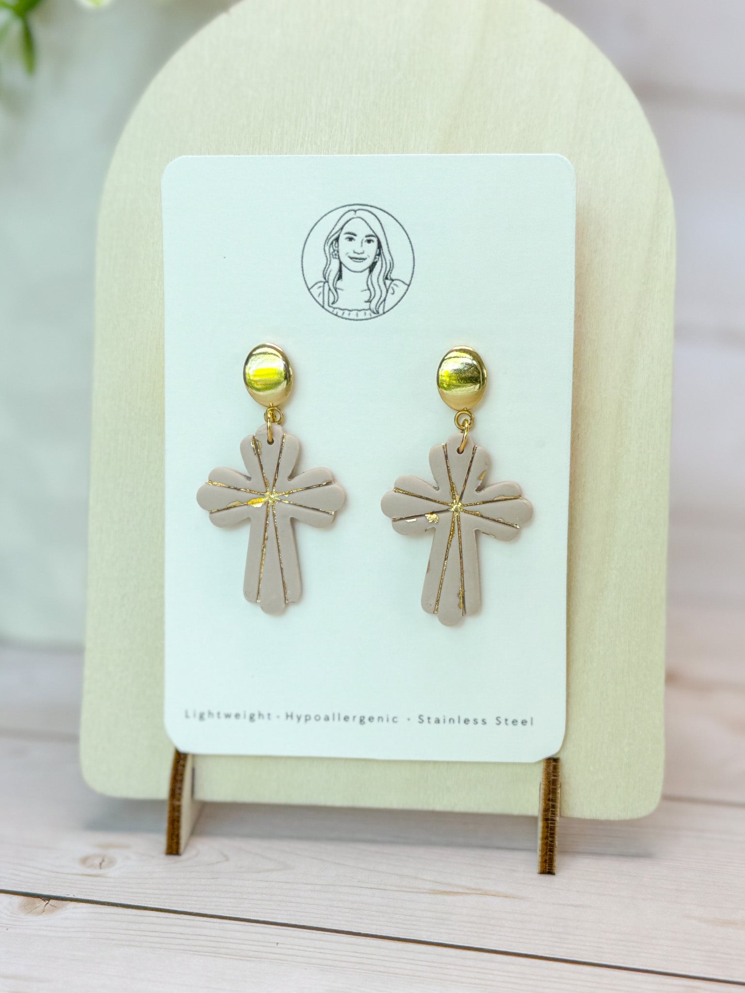 RG4 Faith Inspired Cross Earrings in Moody Colors & Gold| Christian Gift | Handmade Statement Jewelry