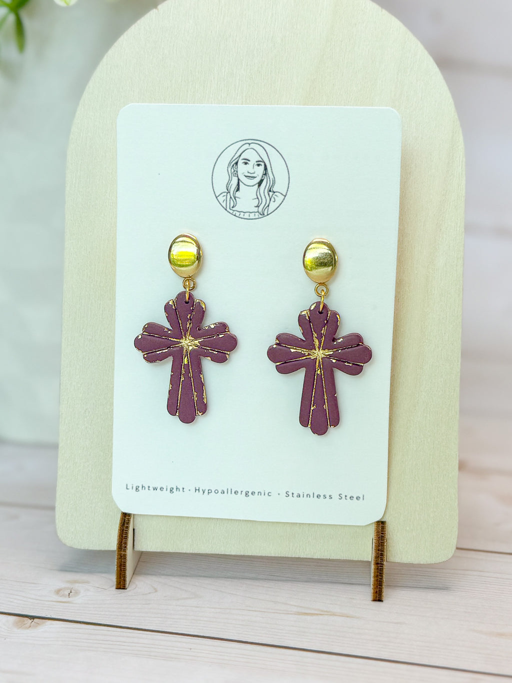 RG4 Faith Inspired Cross Earrings in Moody Colors & Gold| Christian Gift | Handmade Statement Jewelry