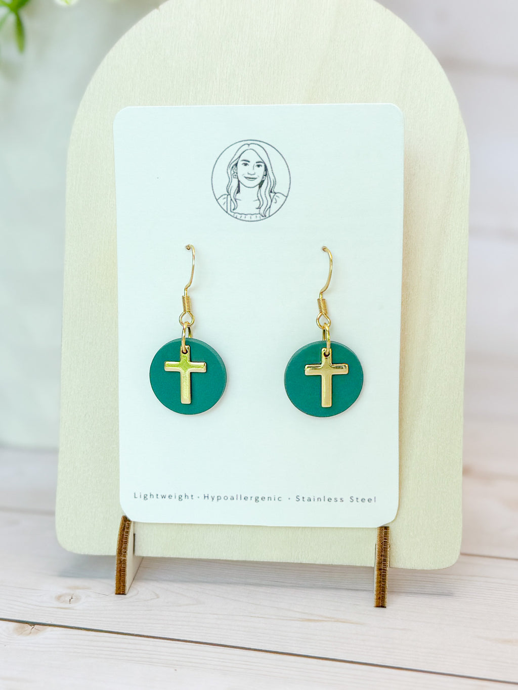 RG5 Faith Inspired Cross Earrings in Moody Colors & Gold | Christian Gift | Handmade Statement Jewelry