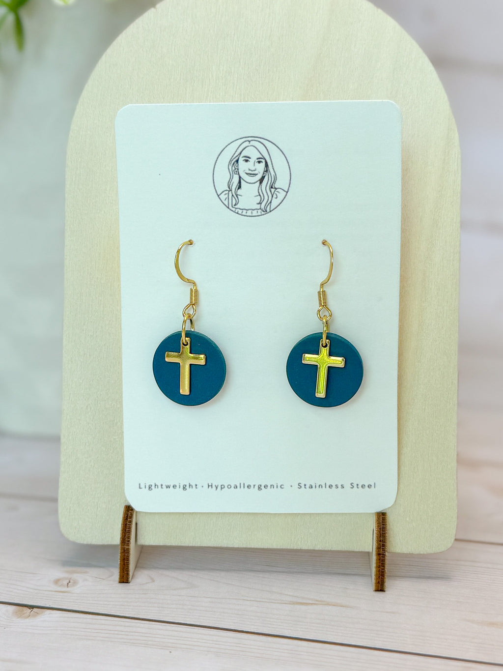 RG5 Faith Inspired Cross Earrings in Moody Colors & Gold | Christian Gift | Handmade Statement Jewelry