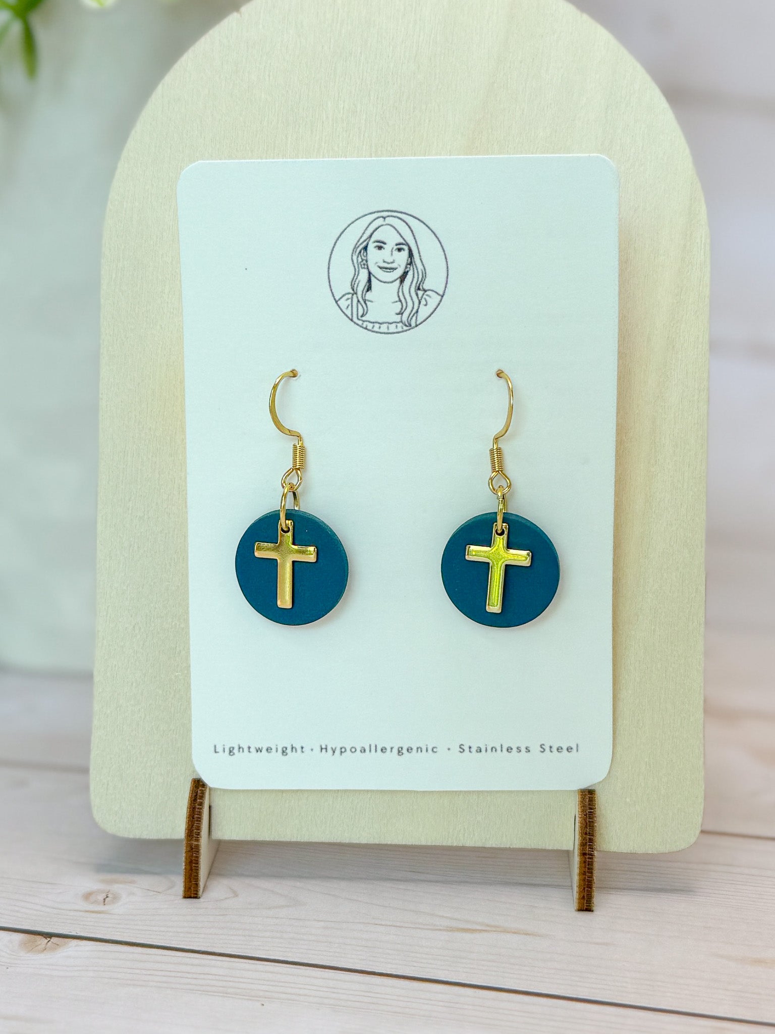 RG5 Faith Inspired Cross Earrings in Moody Colors & Gold | Christian Gift | Handmade Statement Jewelry