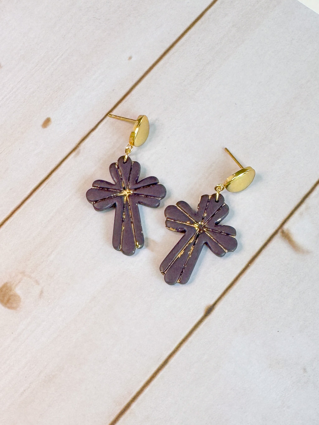 RG4 Faith Inspired Cross Earrings in Moody Colors & Gold| Christian Gift | Handmade Statement Jewelry