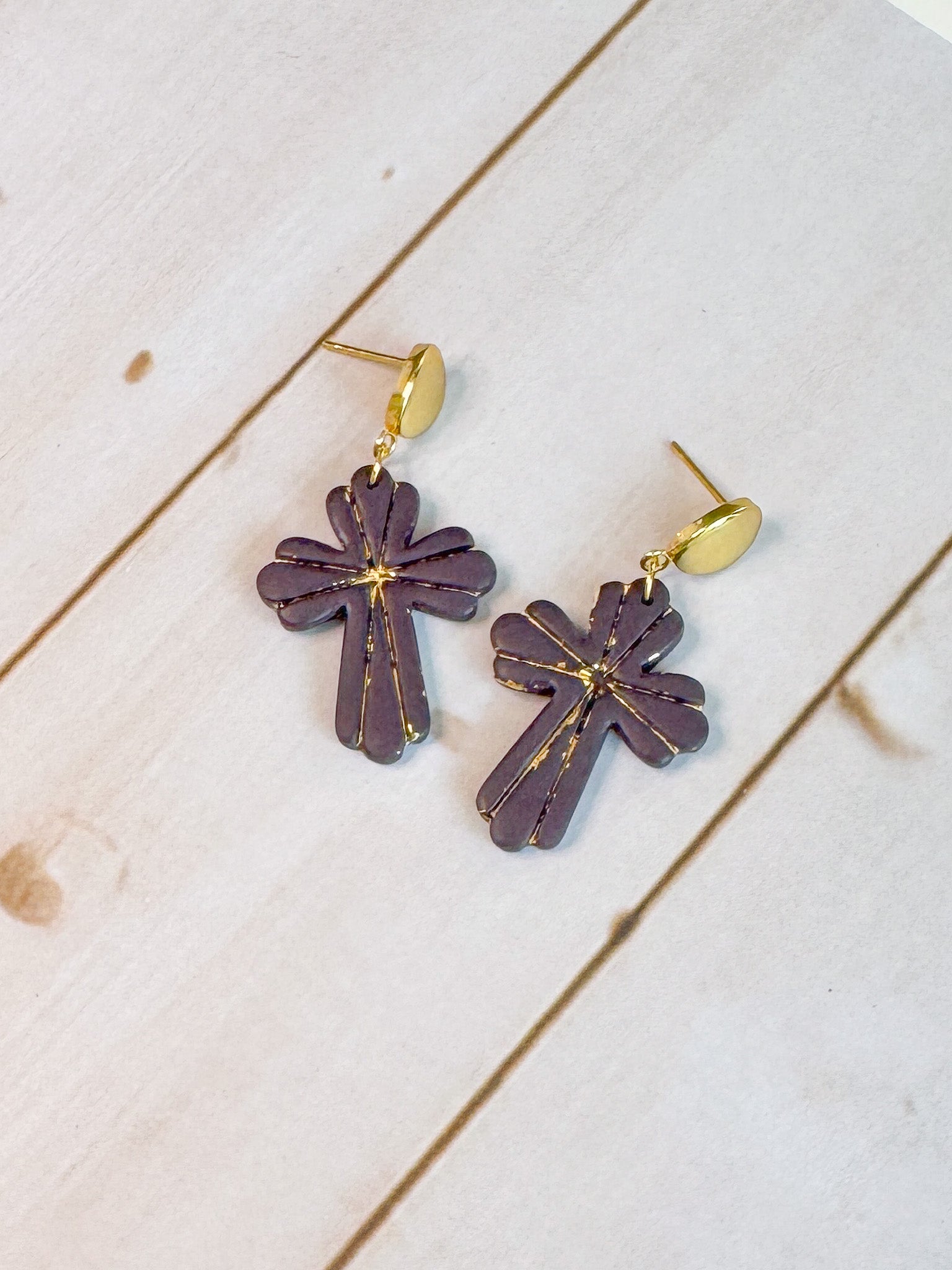 RG4 Faith Inspired Cross Earrings in Moody Colors & Gold| Christian Gift | Handmade Statement Jewelry