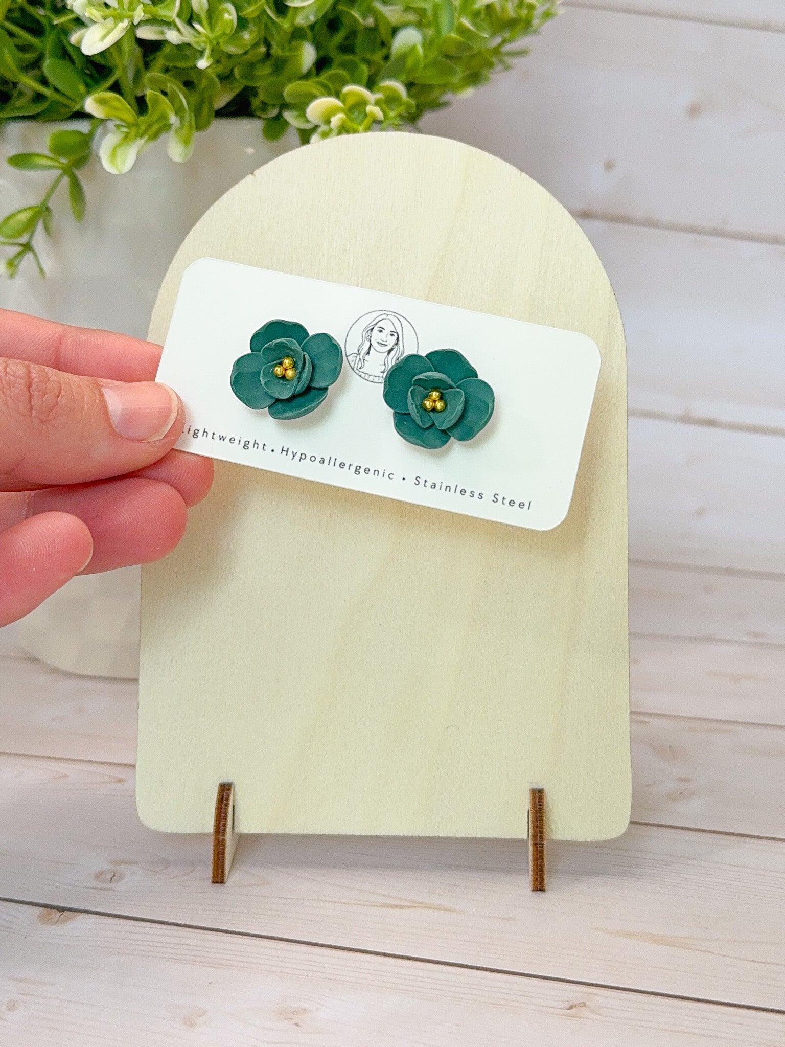 RG11 Faith Inspired Floral Earrings Studs | Christian Gift | Handmade Polymer Clay Jewelry Hypoallergenic