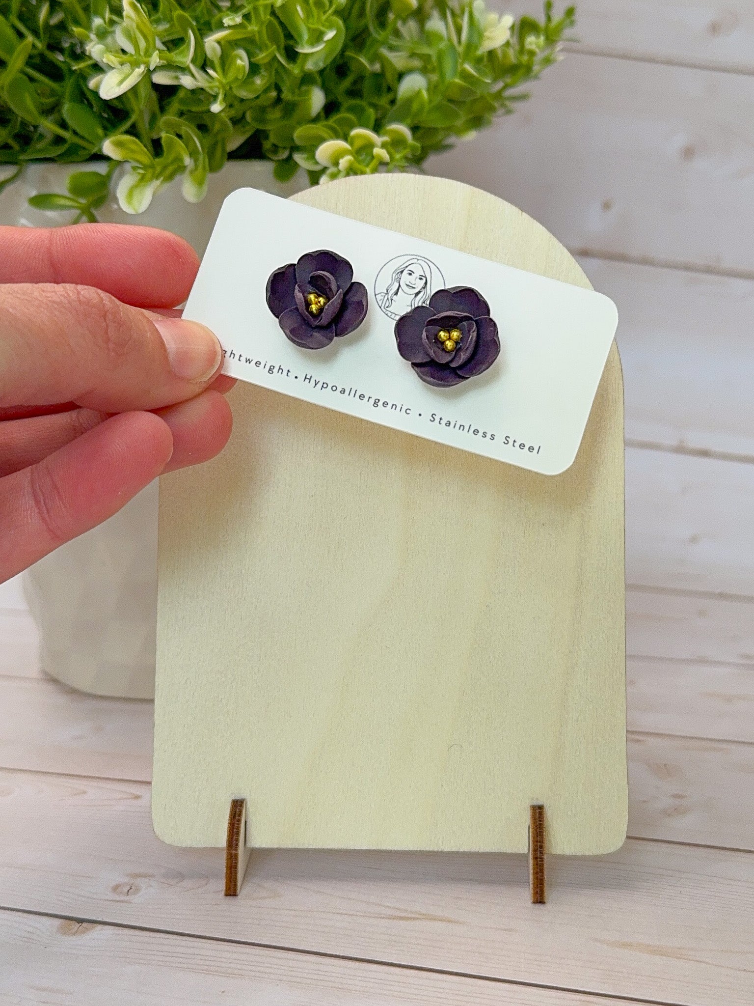 RG11 Faith Inspired Floral Earrings Studs | Christian Gift | Handmade Polymer Clay Jewelry Hypoallergenic