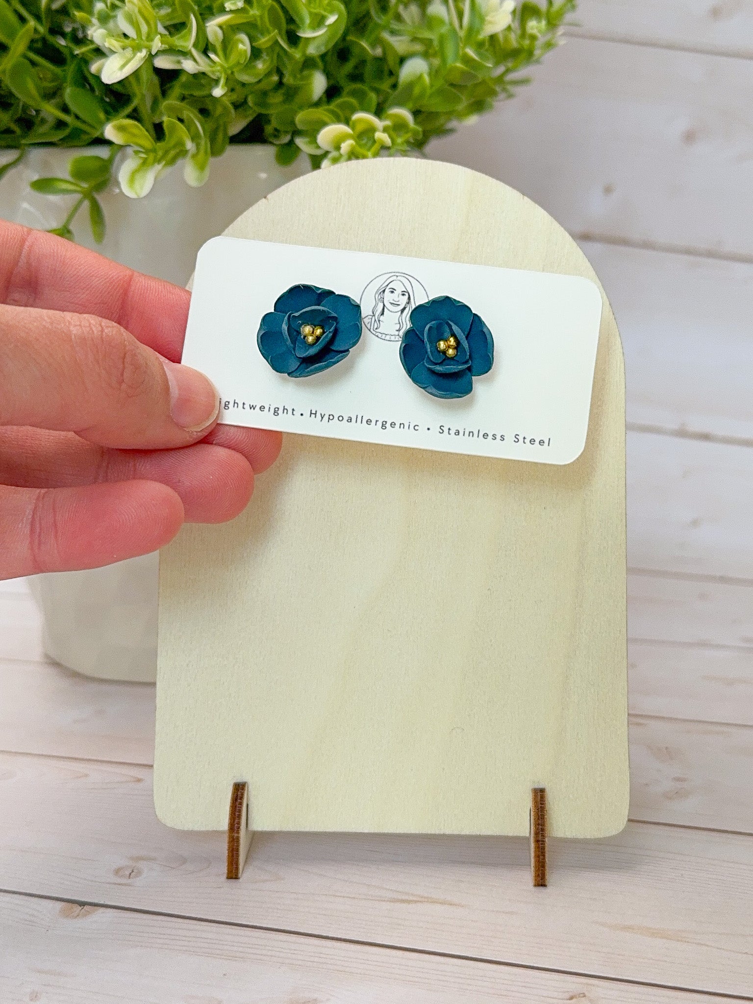 RG11 Faith Inspired Floral Earrings Studs | Christian Gift | Handmade Polymer Clay Jewelry Hypoallergenic