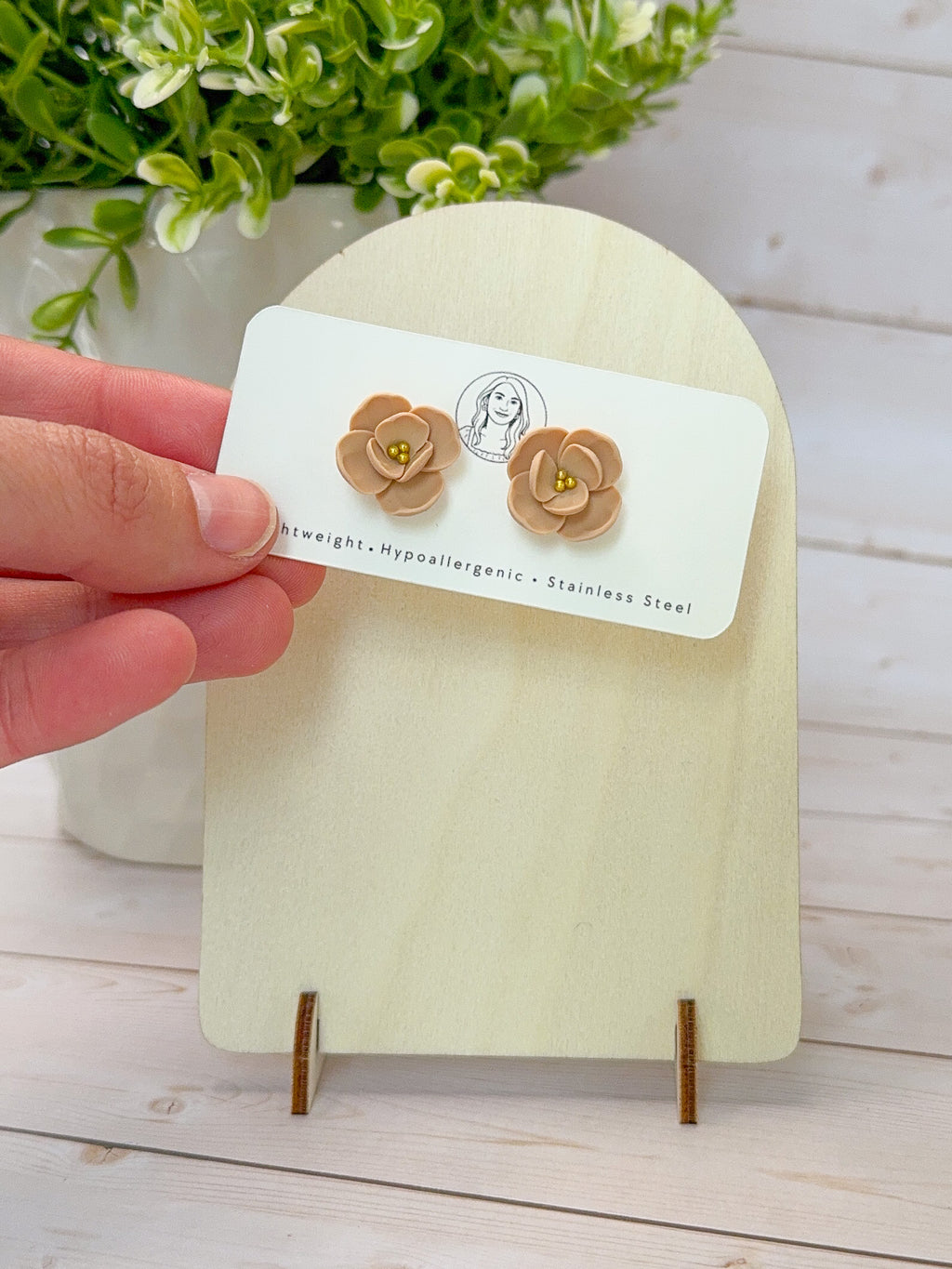 RG11 Faith Inspired Floral Earrings Studs | Christian Gift | Handmade Polymer Clay Jewelry Hypoallergenic