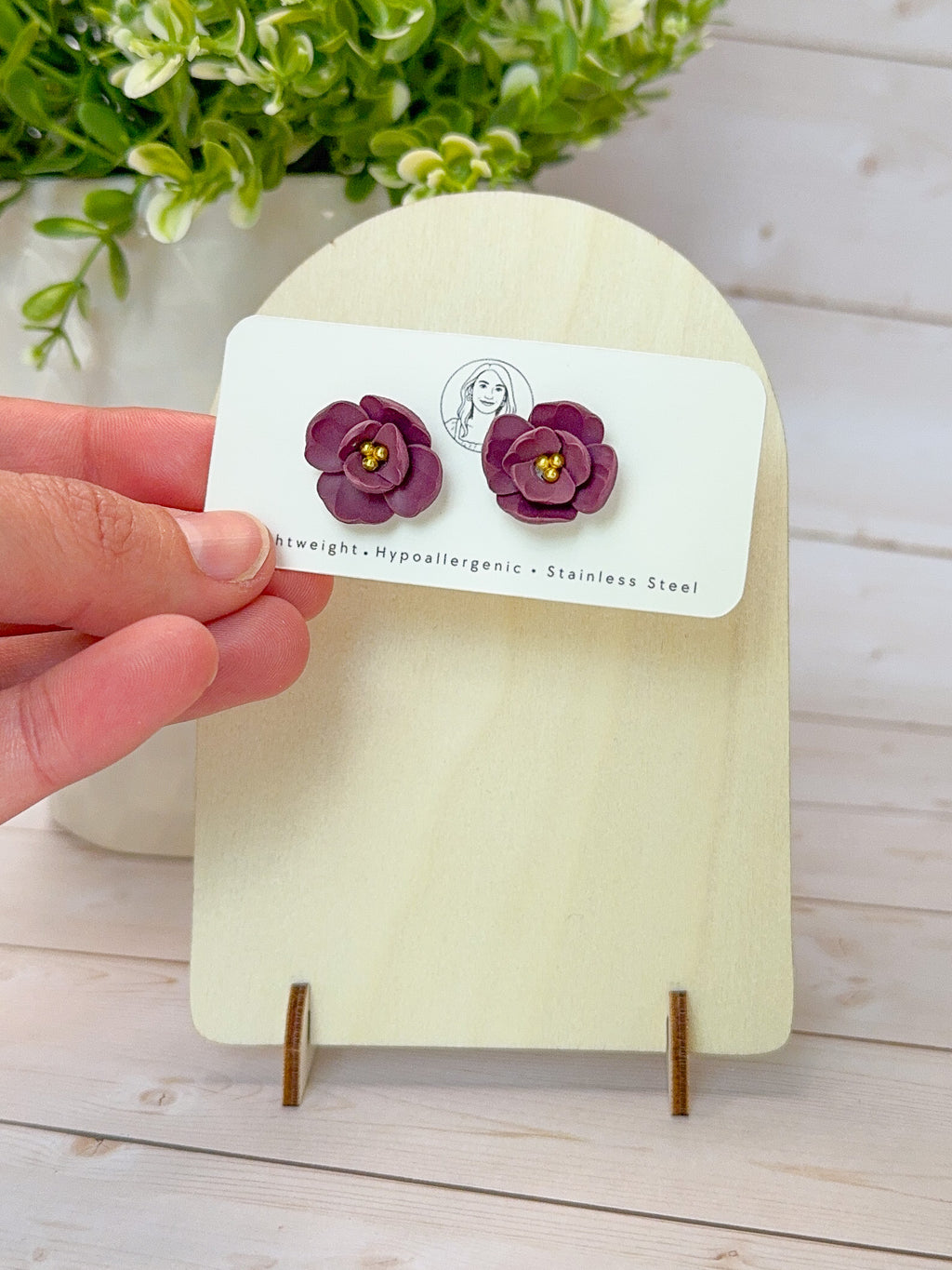 RG11 Faith Inspired Floral Earrings Studs | Christian Gift | Handmade Polymer Clay Jewelry Hypoallergenic