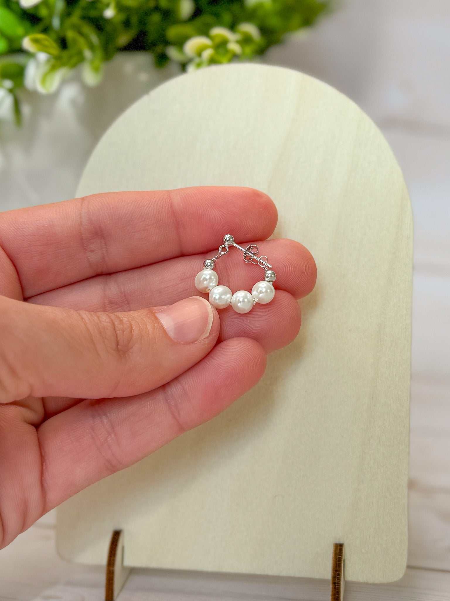 P9 Elegant Ear Huggies 925 Sterling Silver Gold Plated Earrings | Pearl Jewelry | Fine Jewelry