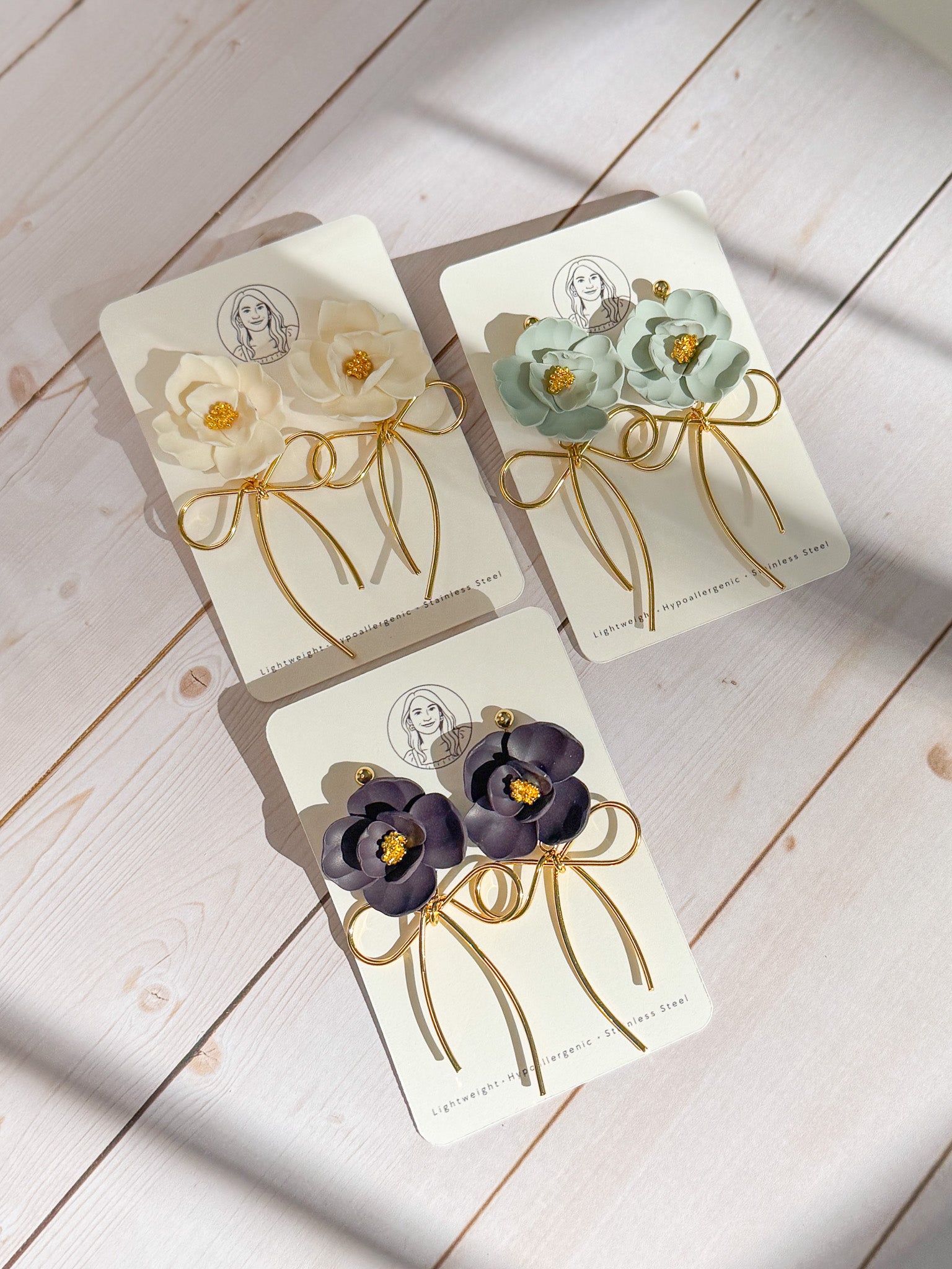 SUZY18 Everyday, Lightweight Floral Earrings, Handmade Polymer Clay Jewelry, Trendy Soft Pastel Colors