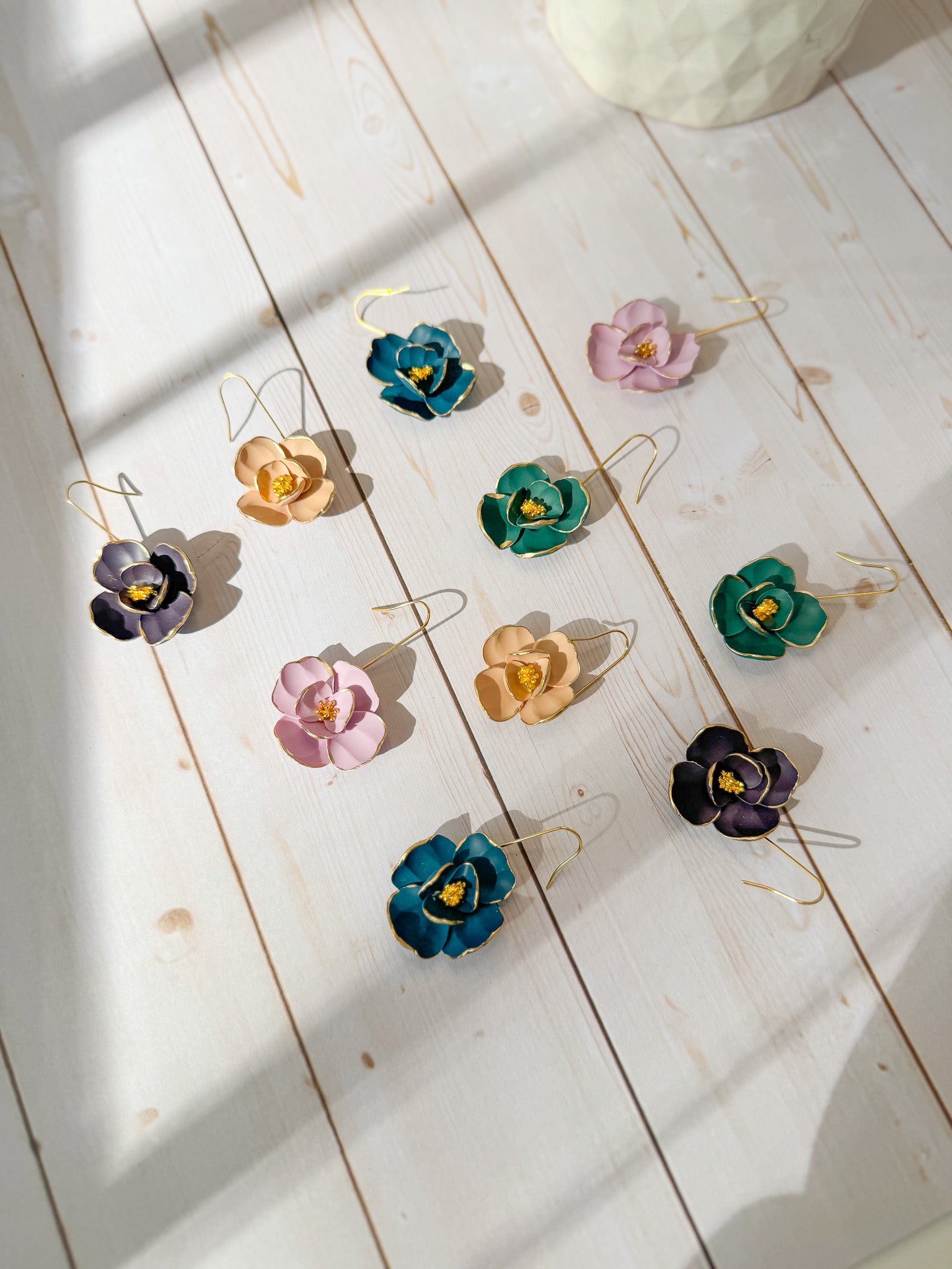 SUZY17 Everyday, Lightweight Floral Earrings, Handmade Polymer Clay Jewelry, Trendy Soft Pastel Colors