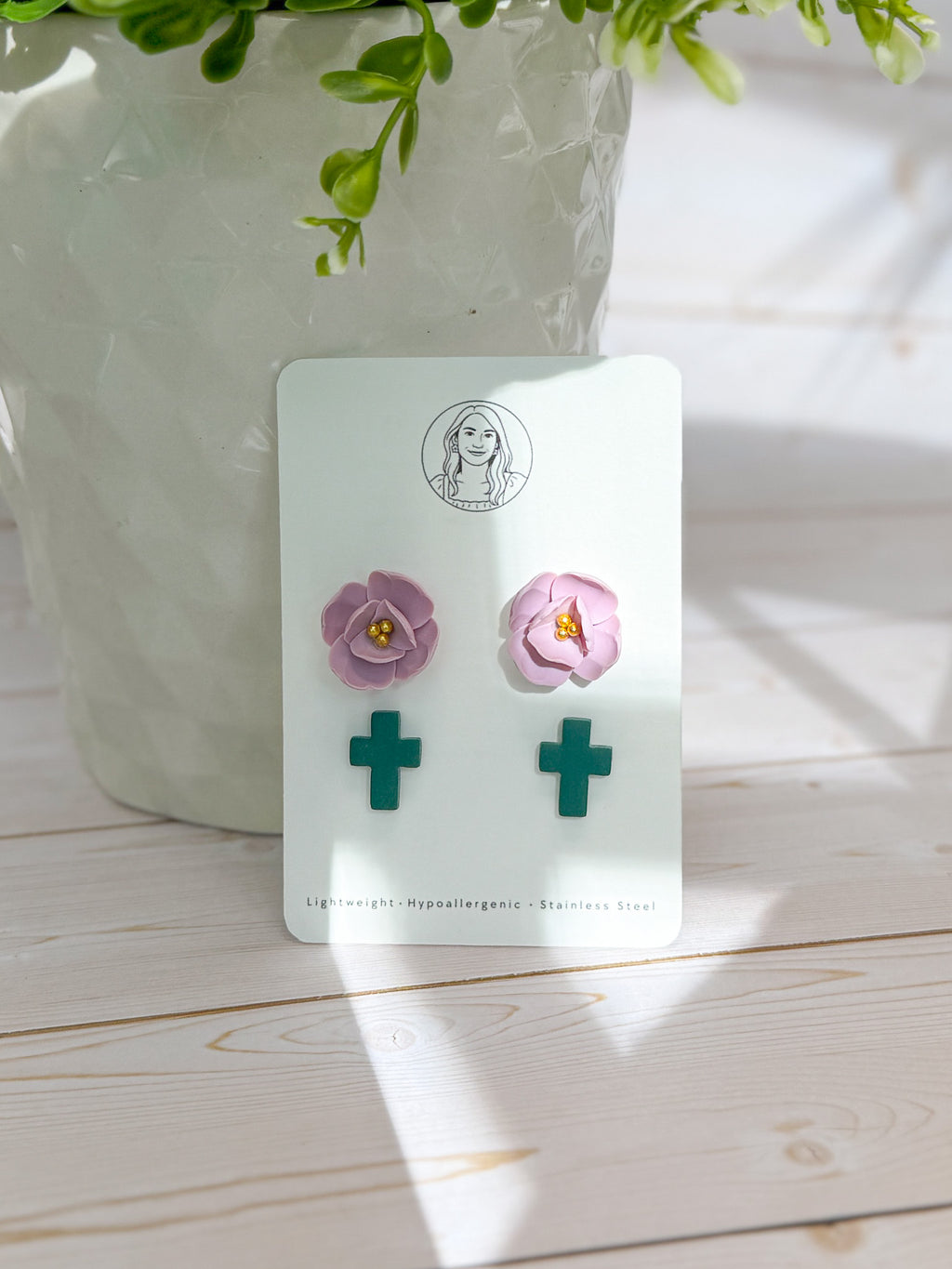 RG12 Faith Inspired Floral Earrings Studpack | Christian Gift | Handmade Polymer Clay Jewelry Hypoallergenic (Copy)