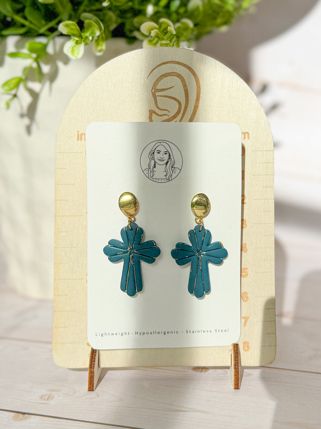 RG4 Faith Inspired Cross Earrings in Moody Colors & Gold| Christian Gift | Handmade Statement Jewelry