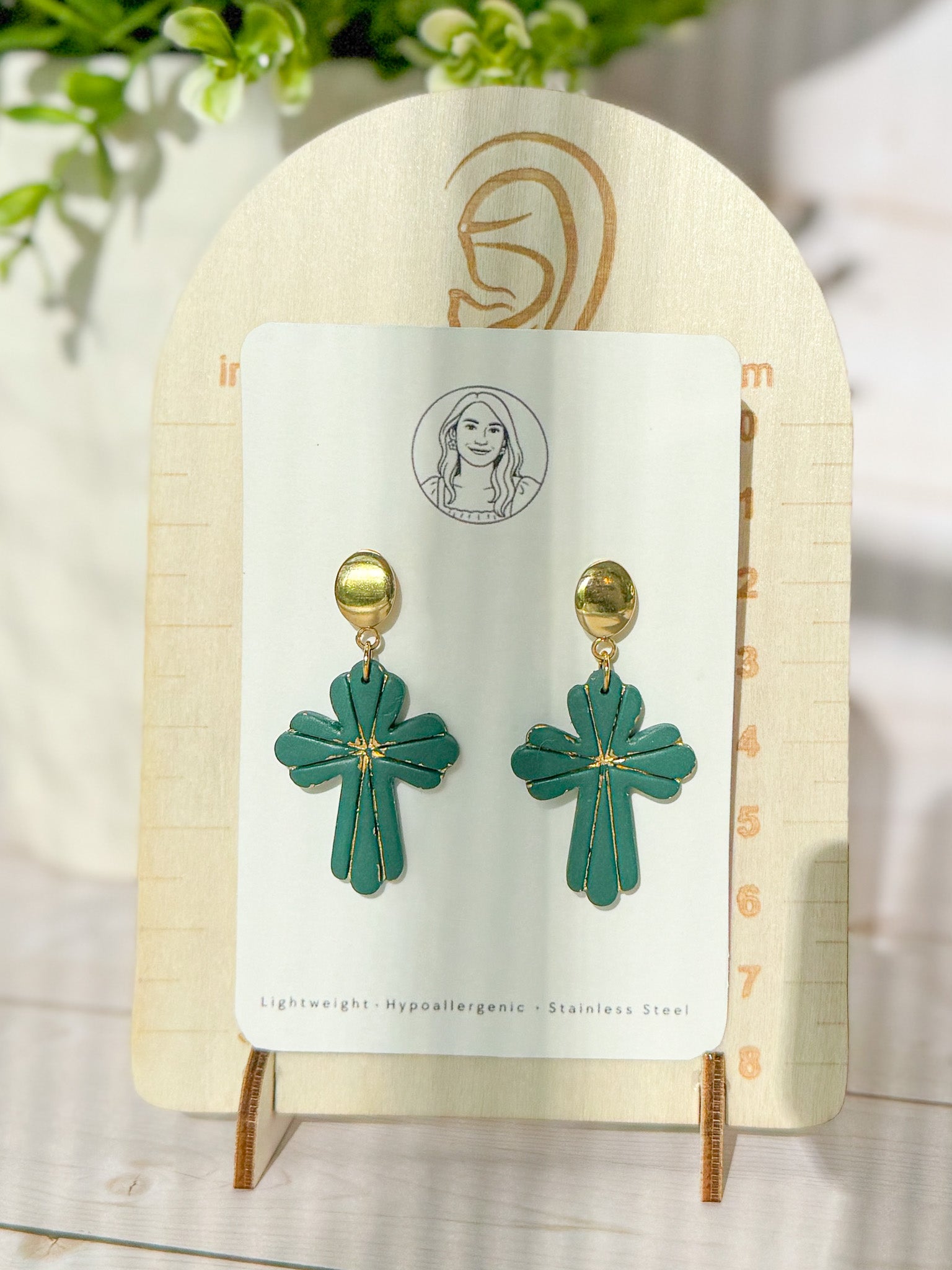 RG4 Faith Inspired Cross Earrings in Moody Colors & Gold| Christian Gift | Handmade Statement Jewelry