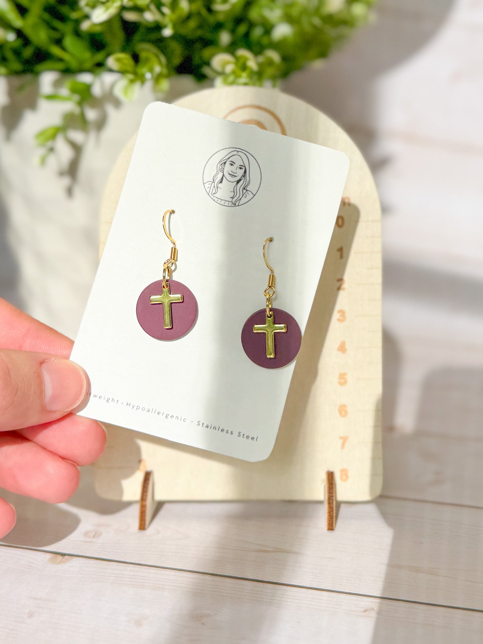 RG5 Faith Inspired Cross Earrings in Moody Colors & Gold | Christian Gift | Handmade Statement Jewelry