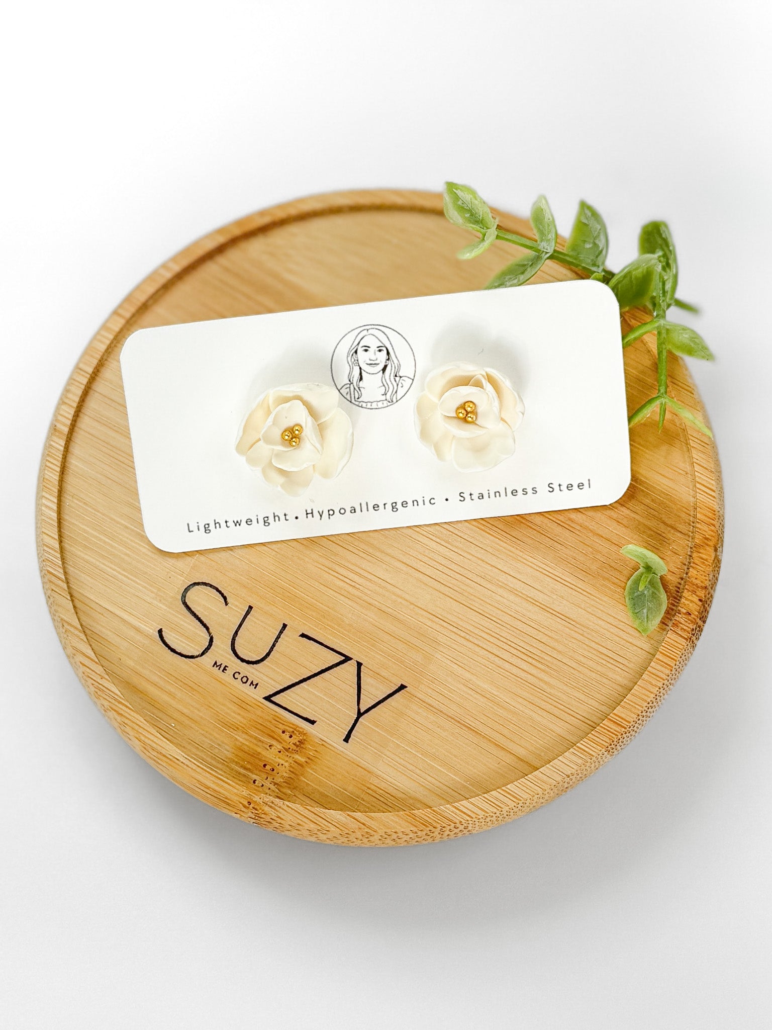 SUZY19 Everyday, Lightweight Floral Earring Studs, Handmade Polymer Clay Jewelry, Trendy Soft Pastel Colors