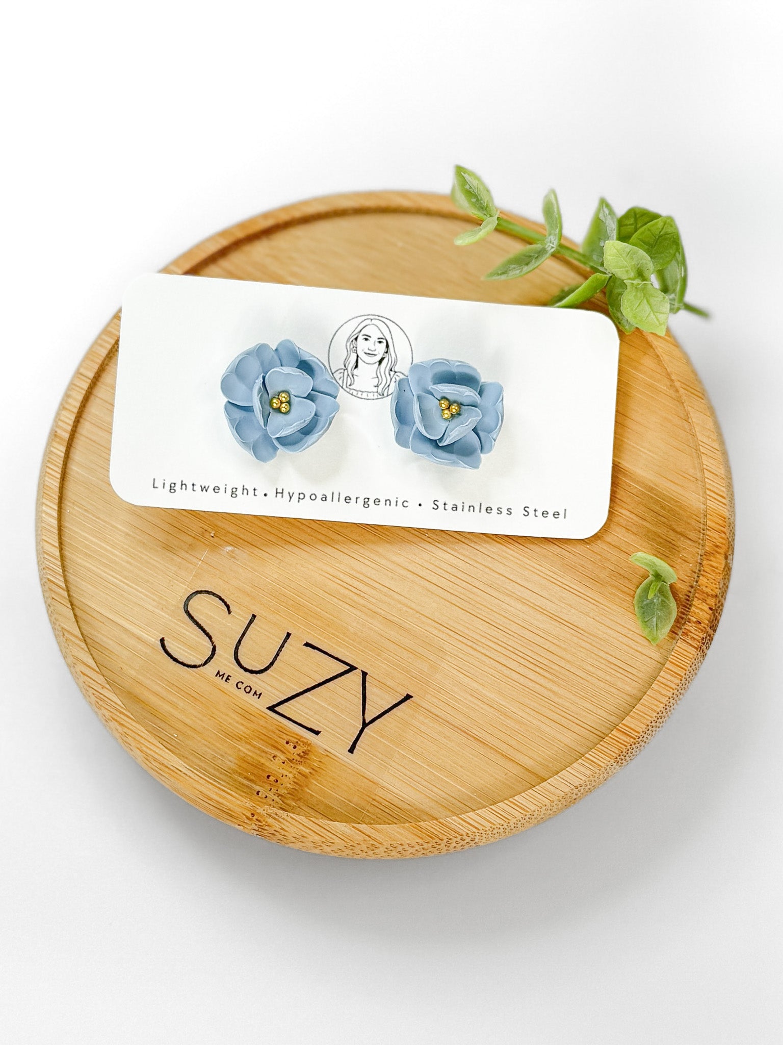 SUZY19 Everyday, Lightweight Floral Earring Studs, Handmade Polymer Clay Jewelry, Trendy Soft Pastel Colors
