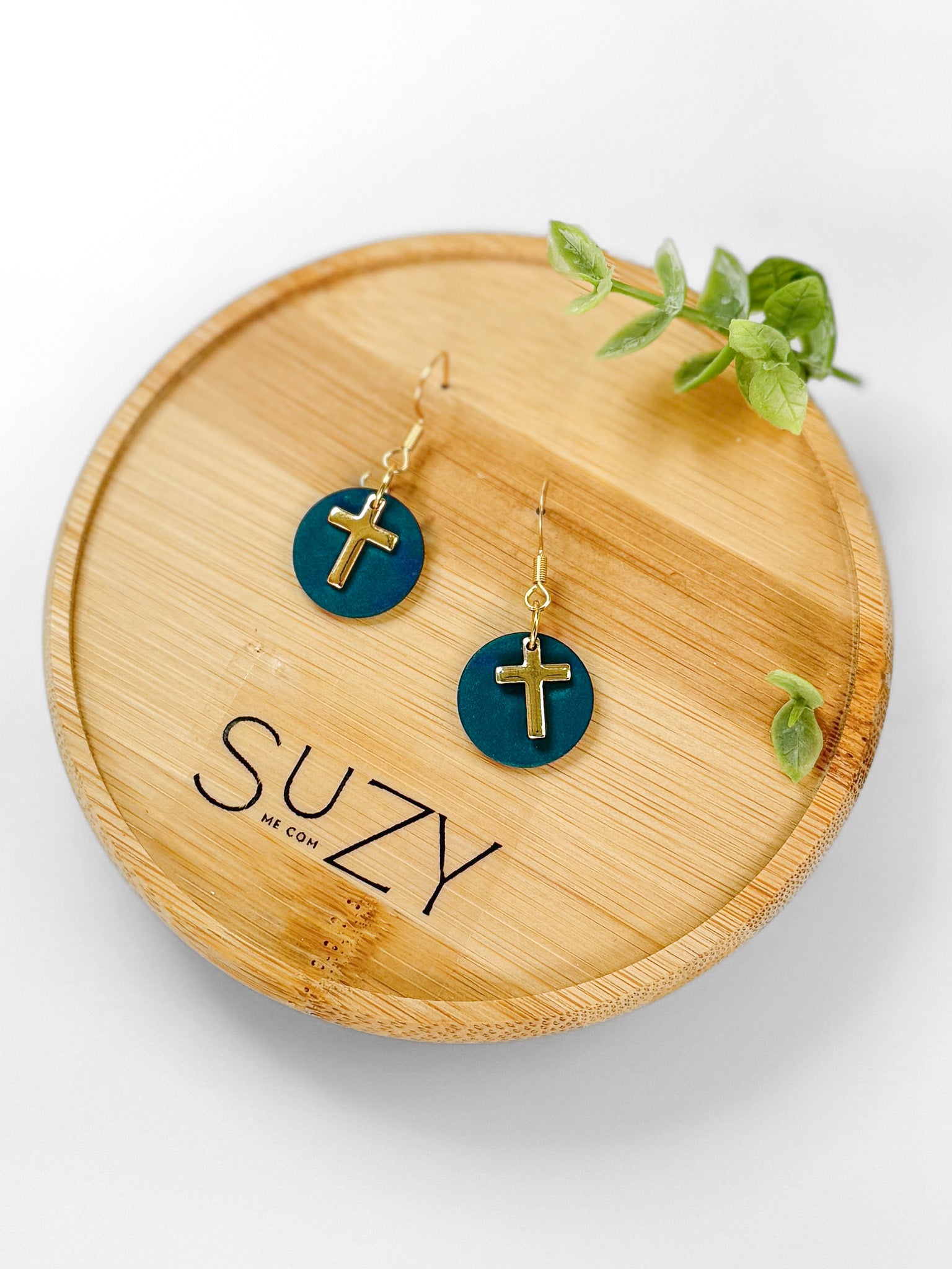 RG5 Faith Inspired Cross Earrings in Moody Colors & Gold | Christian Gift | Handmade Statement Jewelry