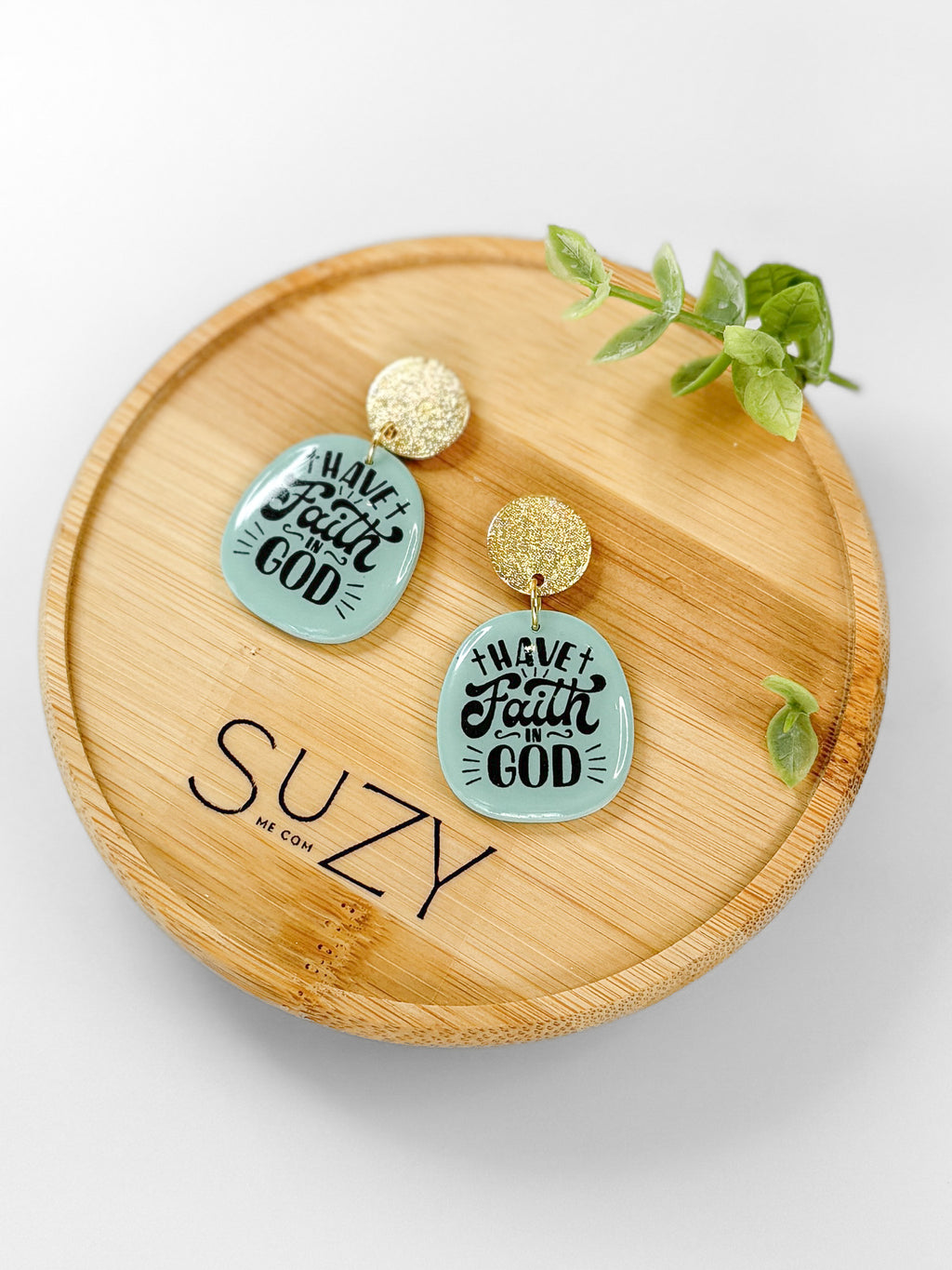 RG13 Faith Inspired Slogan Earrings | Christian Gift | Handmade Polymer Clay Statement Jewelry, Have Faith in God