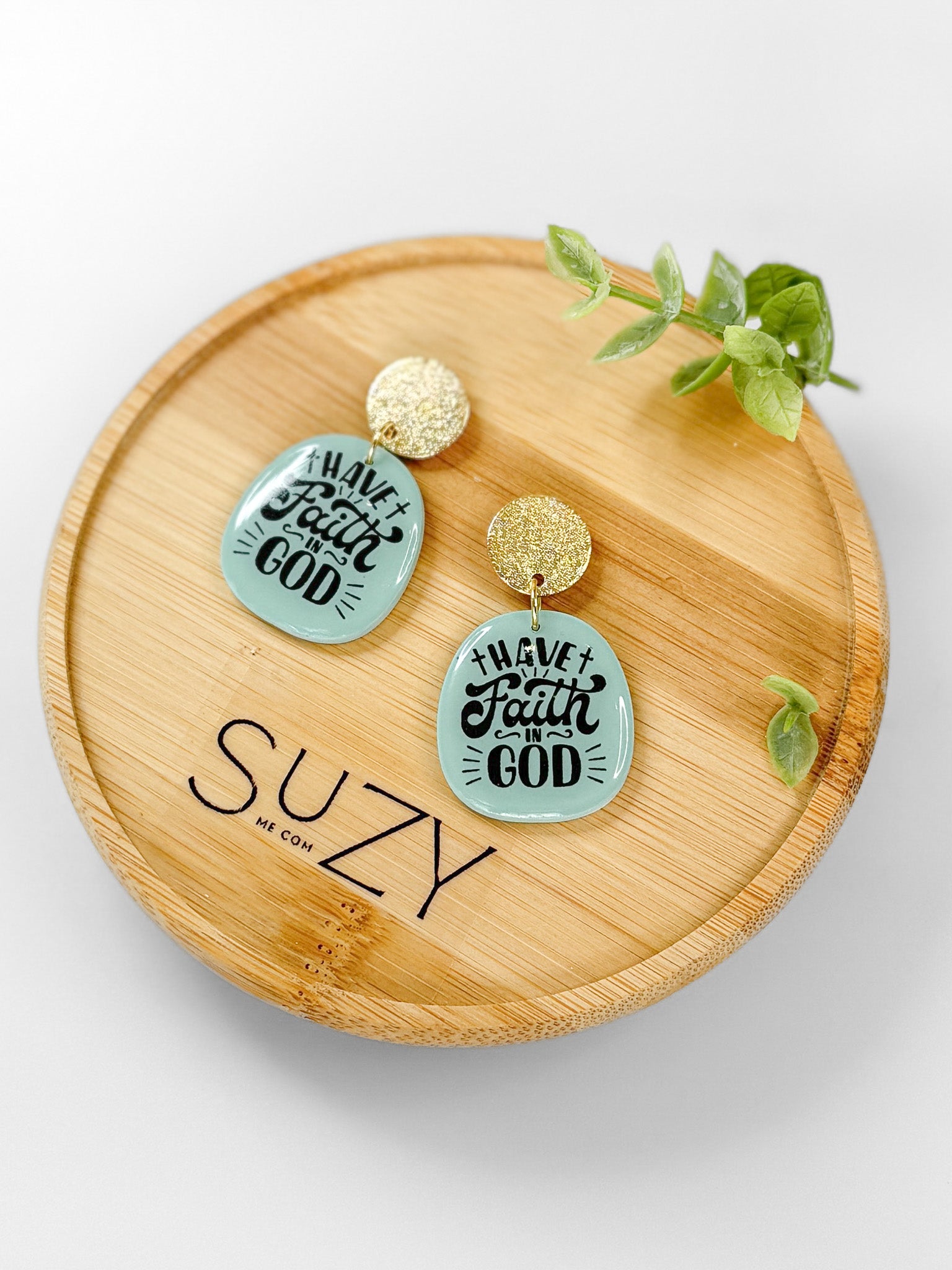 RG13 Faith Inspired Slogan Earrings | Christian Gift | Handmade Polymer Clay Statement Jewelry, Have Faith in God