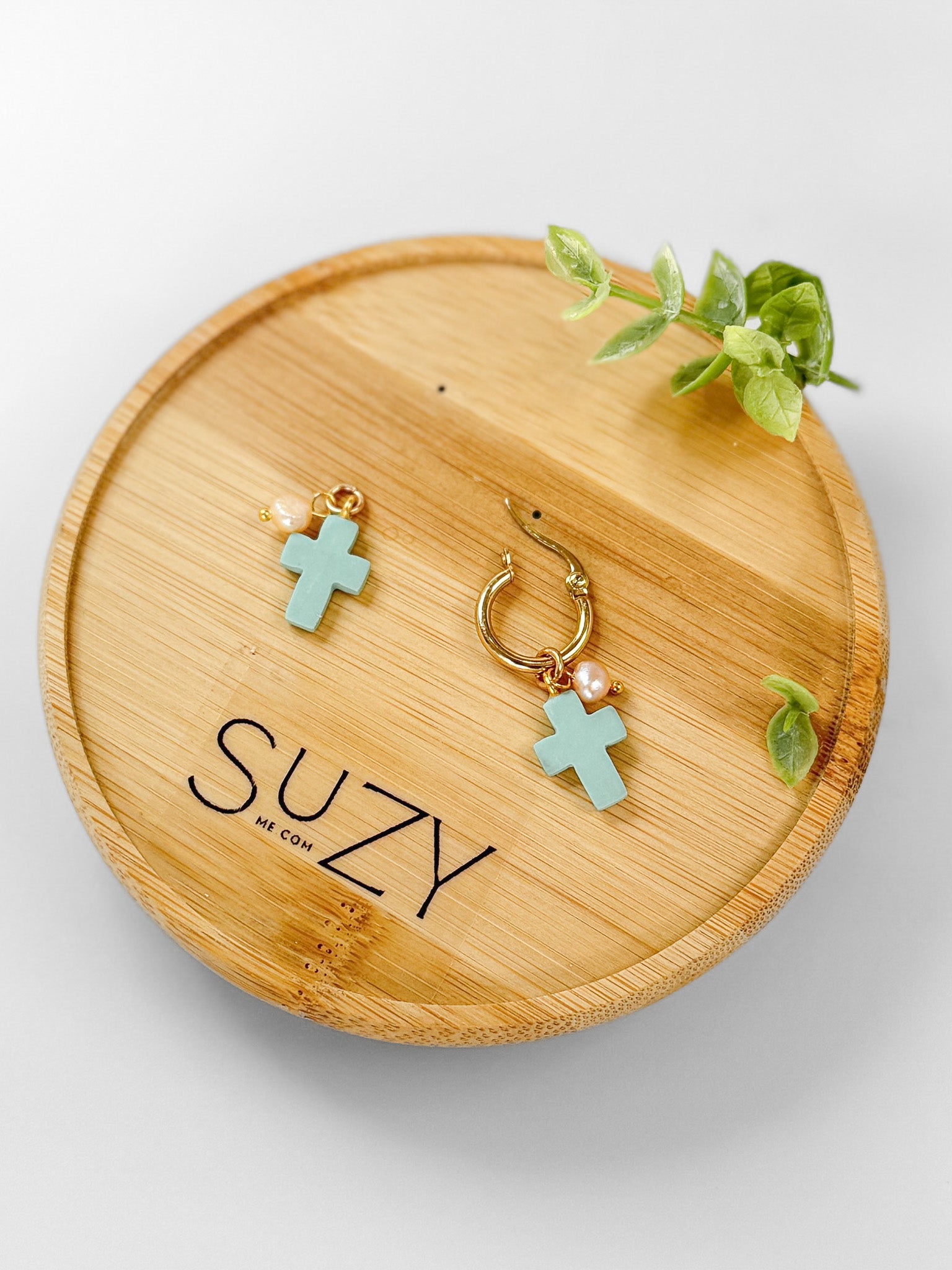 RG7 Faith Inspired Cross Earrings Pearls Gold Hoop | Christian Gift | Handmade Statement Jewelry