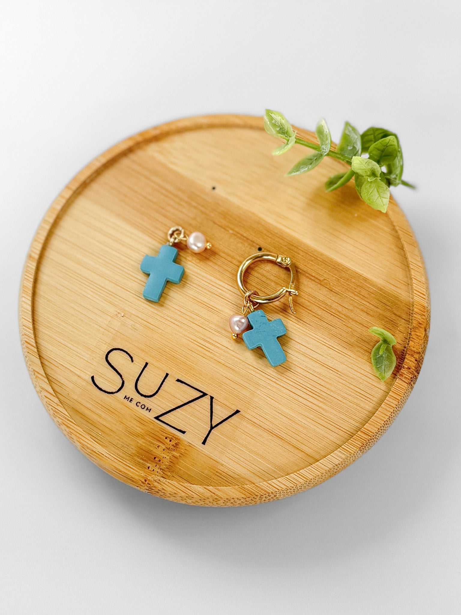 RG7 Faith Inspired Cross Earrings Pearls Gold Hoop | Christian Gift | Handmade Statement Jewelry