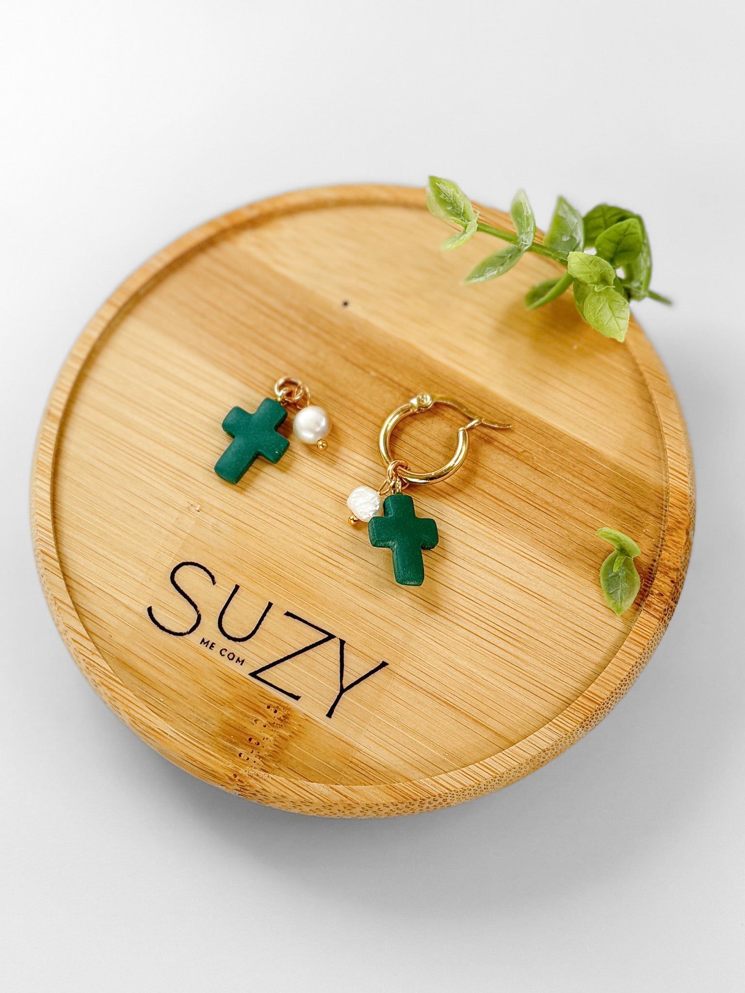 RG7 Faith Inspired Cross Earrings Pearls Gold Hoop | Christian Gift | Handmade Statement Jewelry