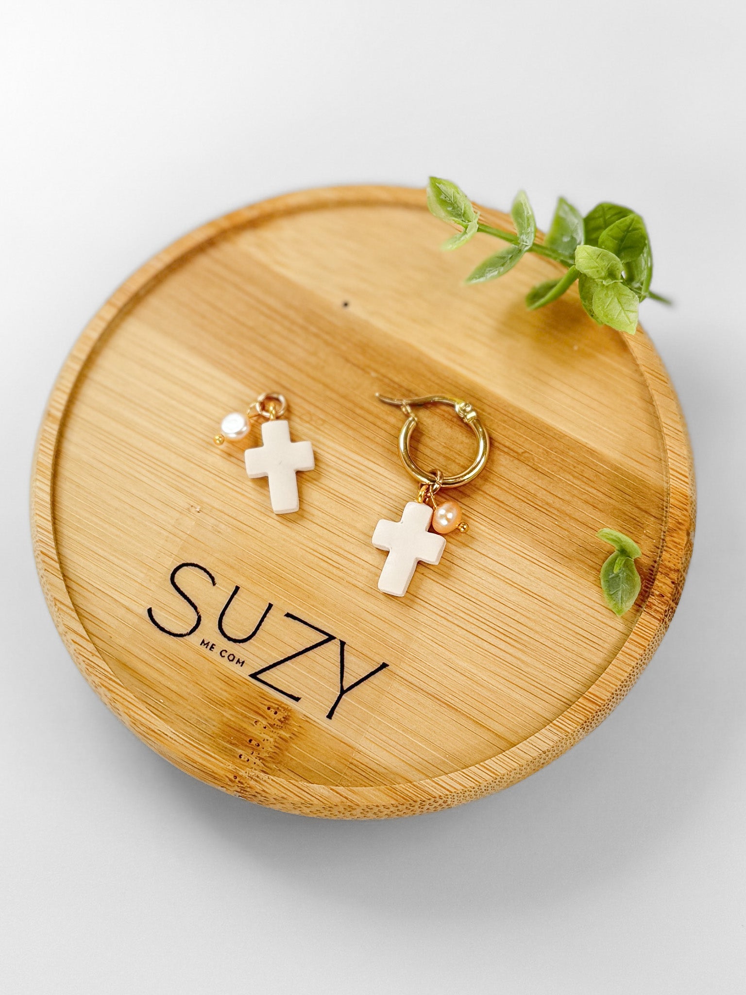 RG7 Faith Inspired Cross Earrings Pearls Gold Hoop | Christian Gift | Handmade Statement Jewelry