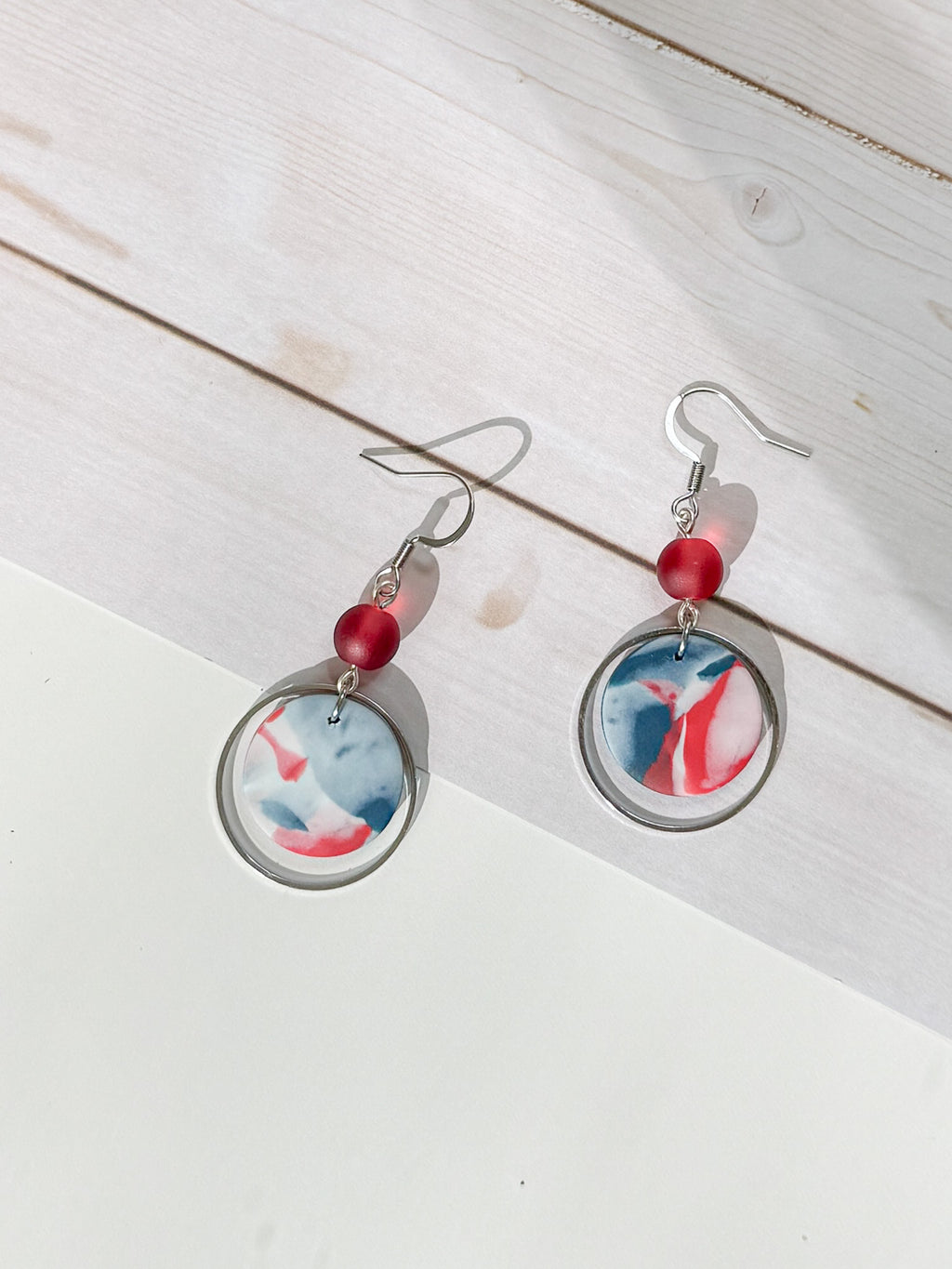 FSS19 Americana Red White and Blue Stars & Stripes Earrings | Patriotic Handmade Polymer Clay Hypoallergenic | 4th of July