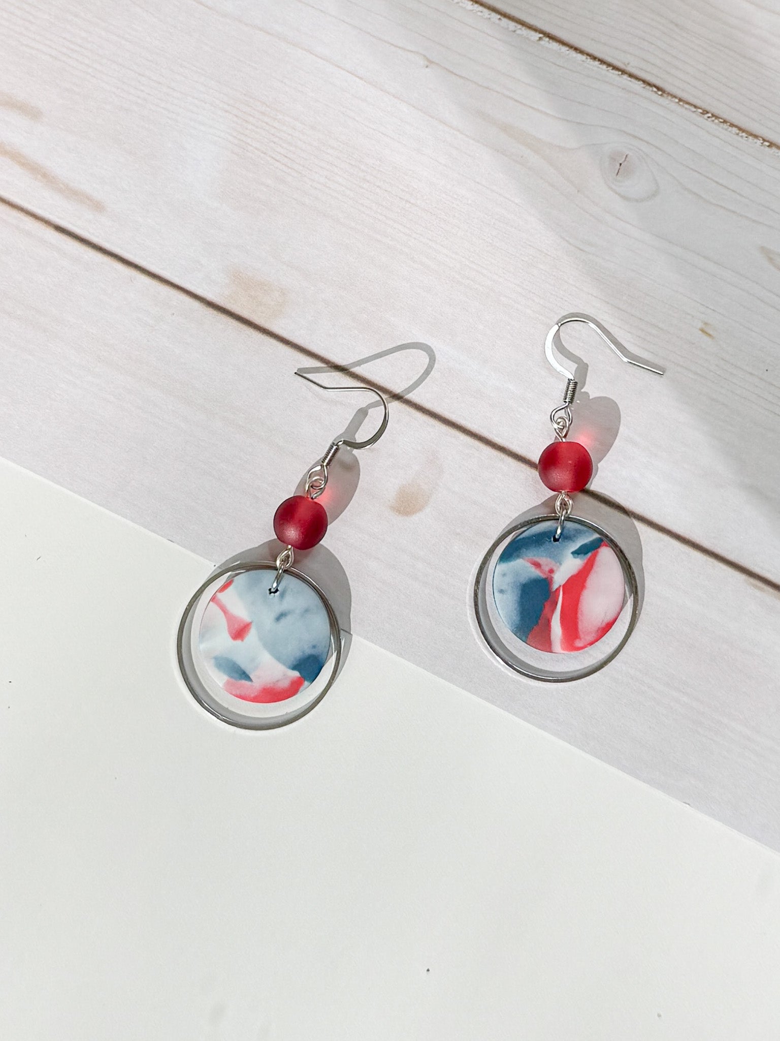 FSS19 Americana Red White and Blue Stars & Stripes Earrings | Patriotic Handmade Polymer Clay Hypoallergenic | 4th of July