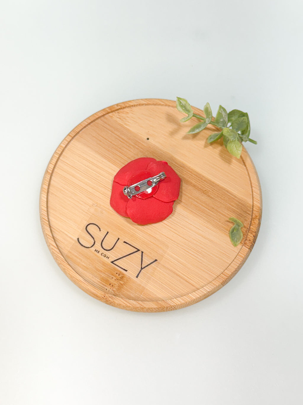FSS2 Americana Poppy Flower Red Brooch Pin | Patriotic Handmade Polymer Clay | Memorial Day