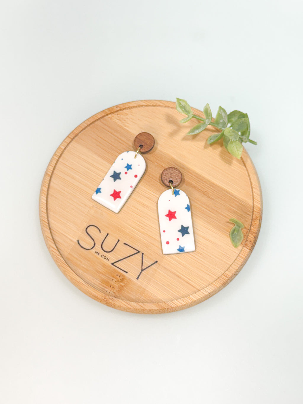FSS6 Americana Red White and Blue Stars & Stripes Earrings | Patriotic Handmade Polymer Clay Hypoallergenic | 4th of July (Copy)