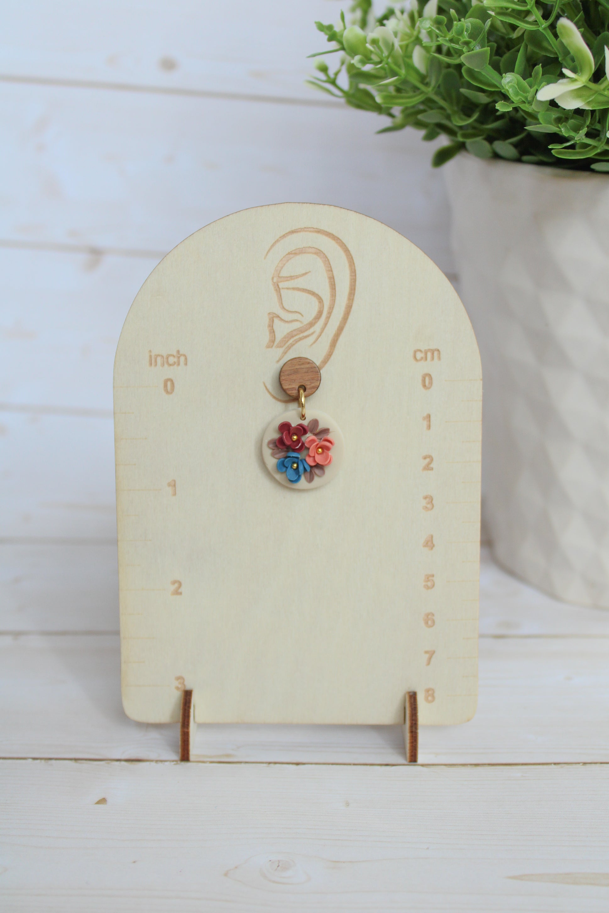 WA3 Autumn Floral Earrings | Handmade Polymer Clay Wood Dangle Earrings | Lightweight Romantic Fall Jewelry| Boutique Gift for Her