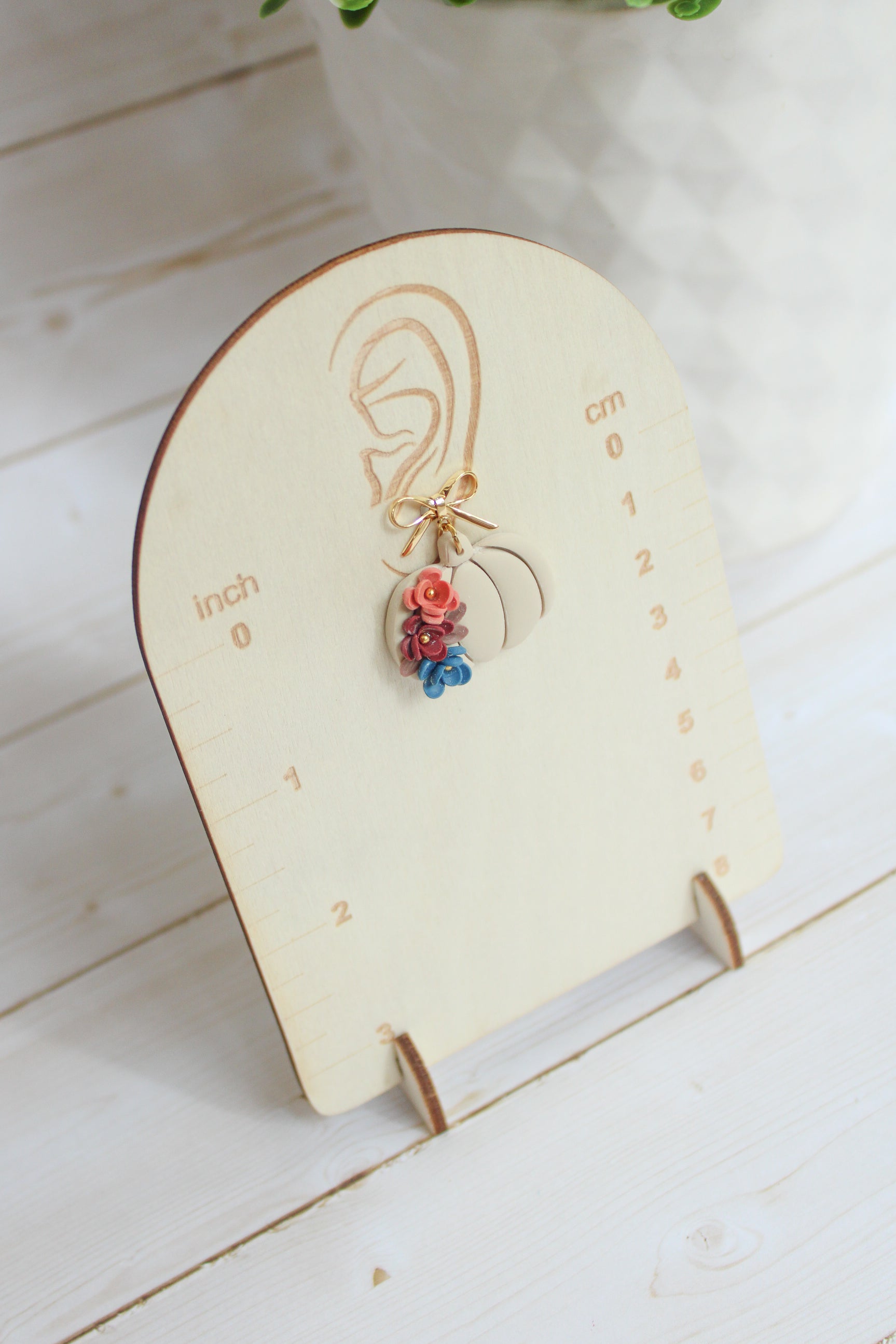 WA4 Autumn Floral Pumpkin Ribbon Bow Earrings | Handmade Polymer Clay Dangle Earrings |&nbsp;Lightweight Romantic Fall Jewelry| Boutique Gift for Her
