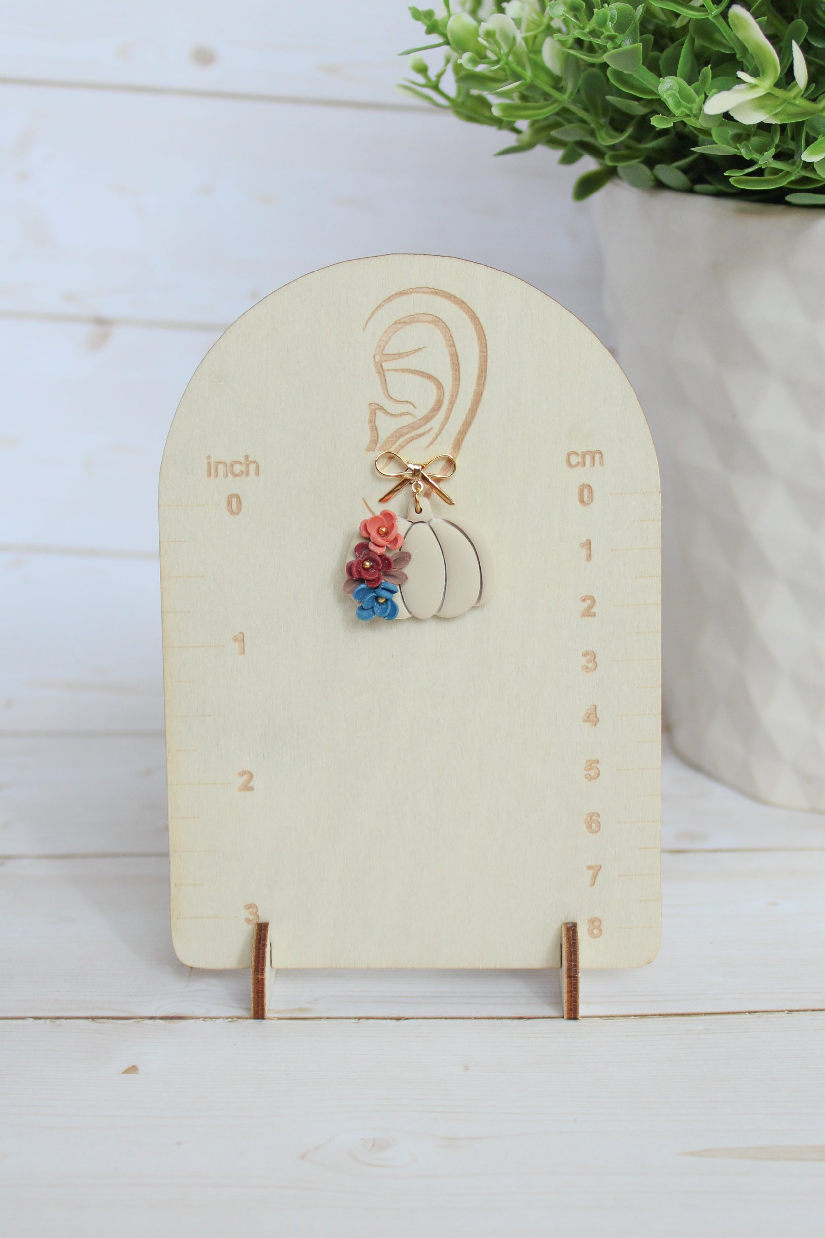 WA4 Autumn Floral Pumpkin Ribbon Bow Earrings | Handmade Polymer Clay Dangle Earrings |&nbsp;Lightweight Romantic Fall Jewelry| Boutique Gift for Her