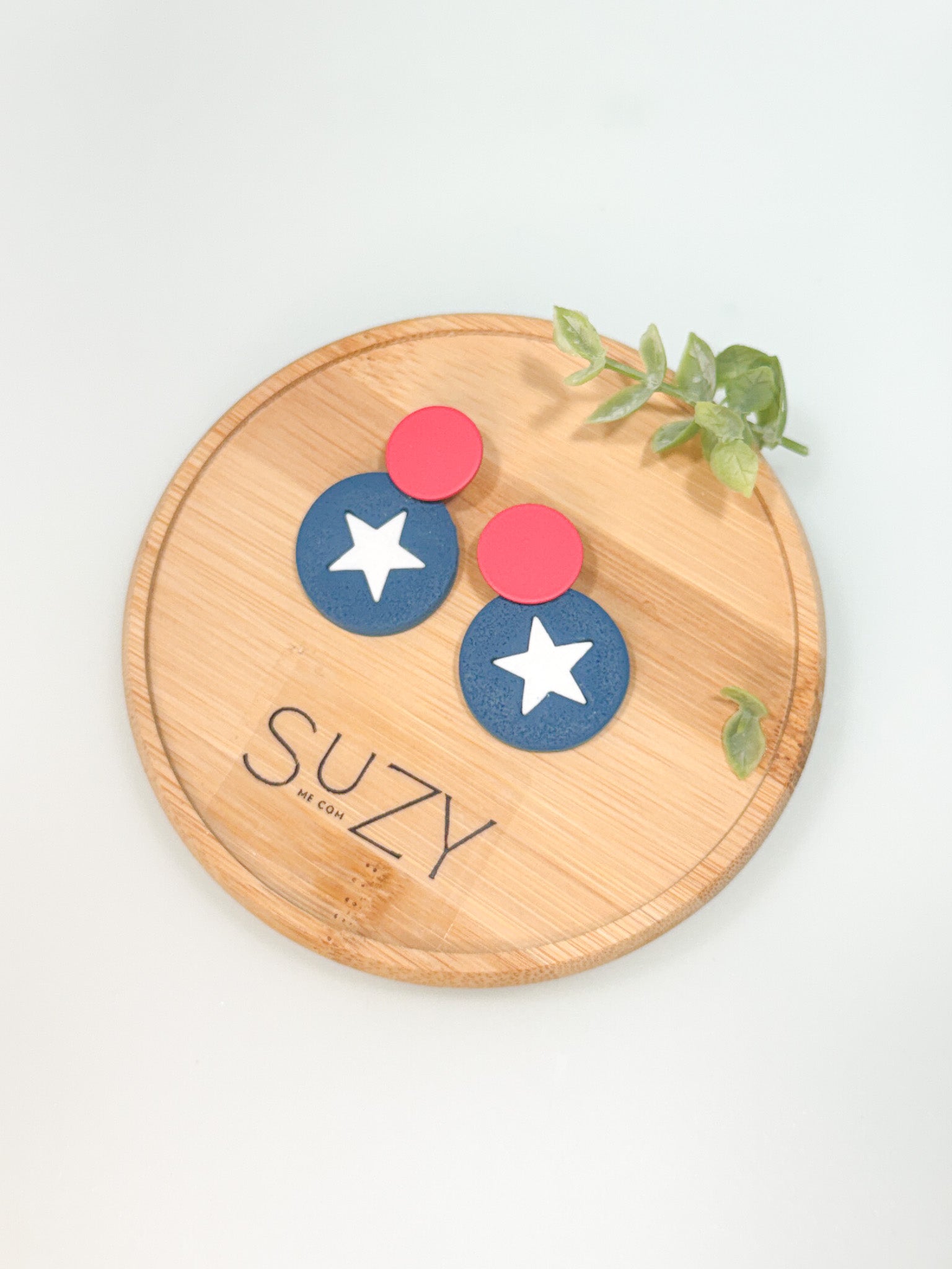 FSS12 Americana Red White and Blue Stars & Stripes Earrings | Patriotic Handmade Polymer Clay Hypoallergenic | 4th of July