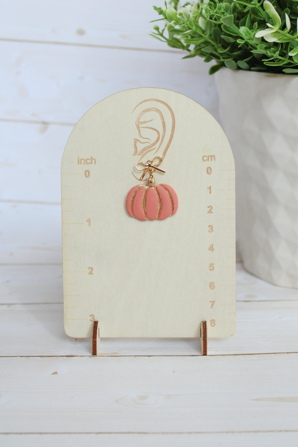 WA11 Autumn Pumpkin Gold Detail Earrings | Ribbon Bow Fall Dangles | Handmade Polymer Clay Jewelry | Lightweight .