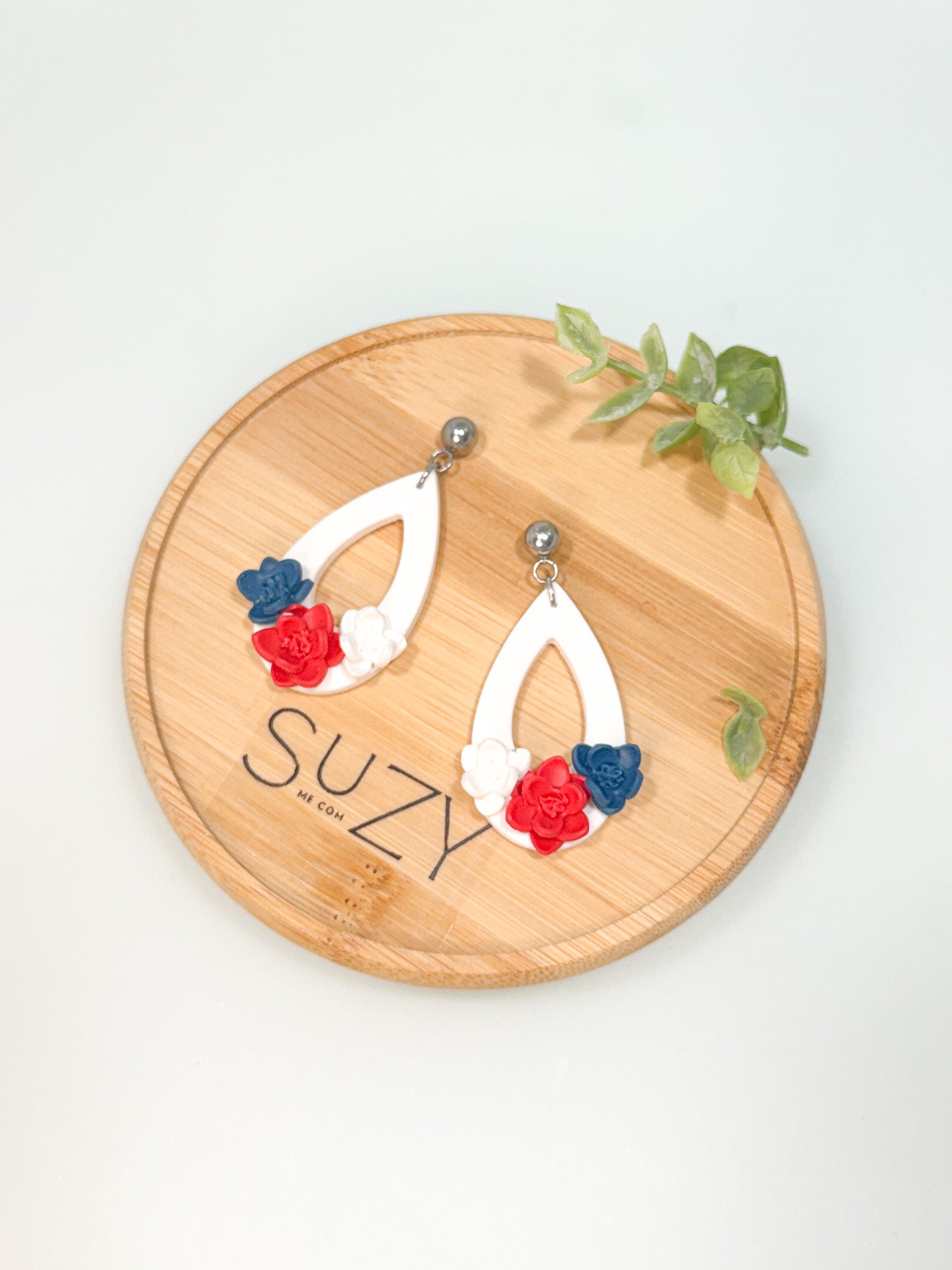 FSS16 Americana Red White and Blue Stars & Stripes Earrings | Patriotic Handmade Polymer Clay Hypoallergenic | 4th of July
