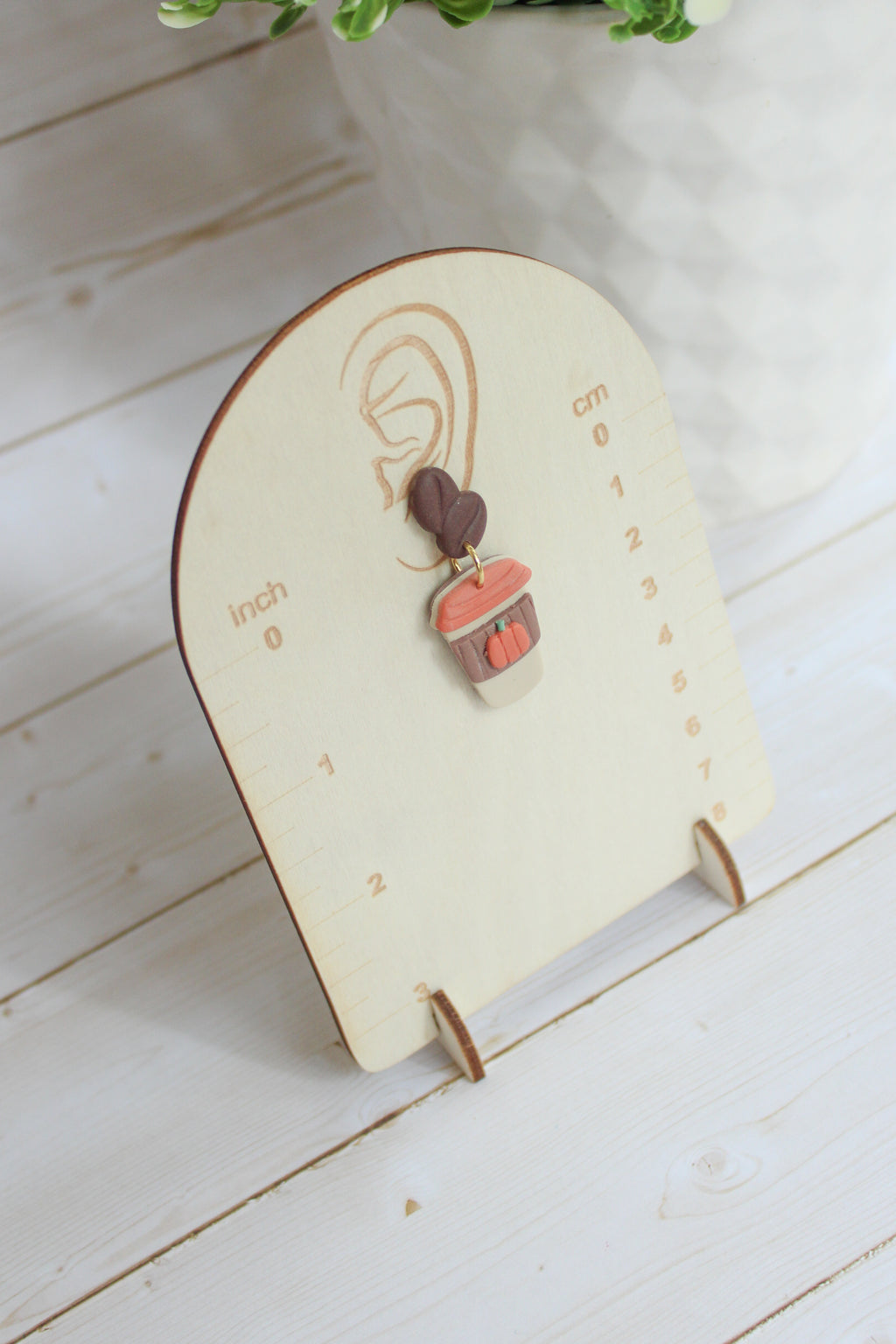 WA10 Whimsical Autumn Pumpkin Spice Latte Earrings | Coffee Lover Fall Earrings | Handmade Polymer Clay Jewelry | Lightweight