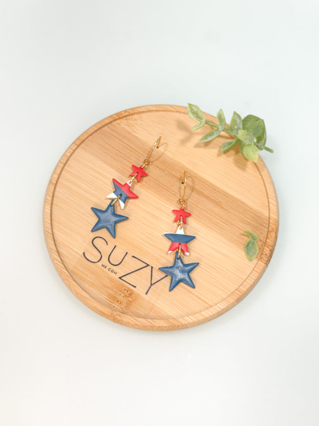 FSS21 Americana Red White and Blue Stars & Stripes Earrings | Patriotic Handmade Polymer Clay Hypoallergenic | 4th of July