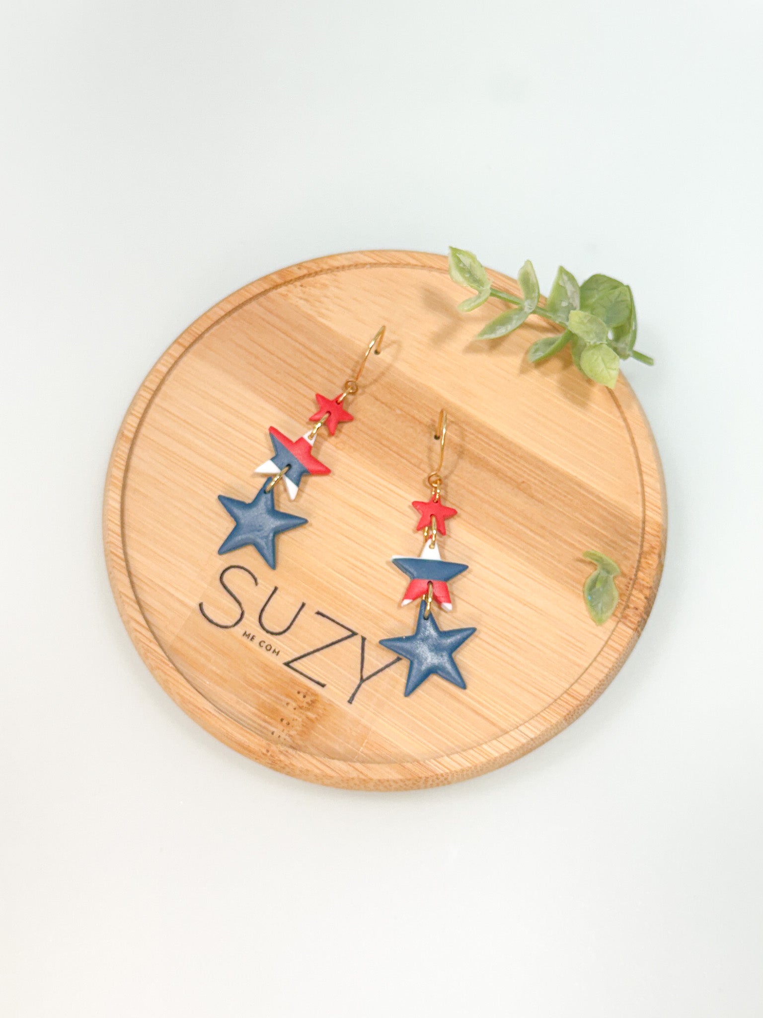 FSS21 Americana Red White and Blue Stars & Stripes Earrings | Patriotic Handmade Polymer Clay Hypoallergenic | 4th of July