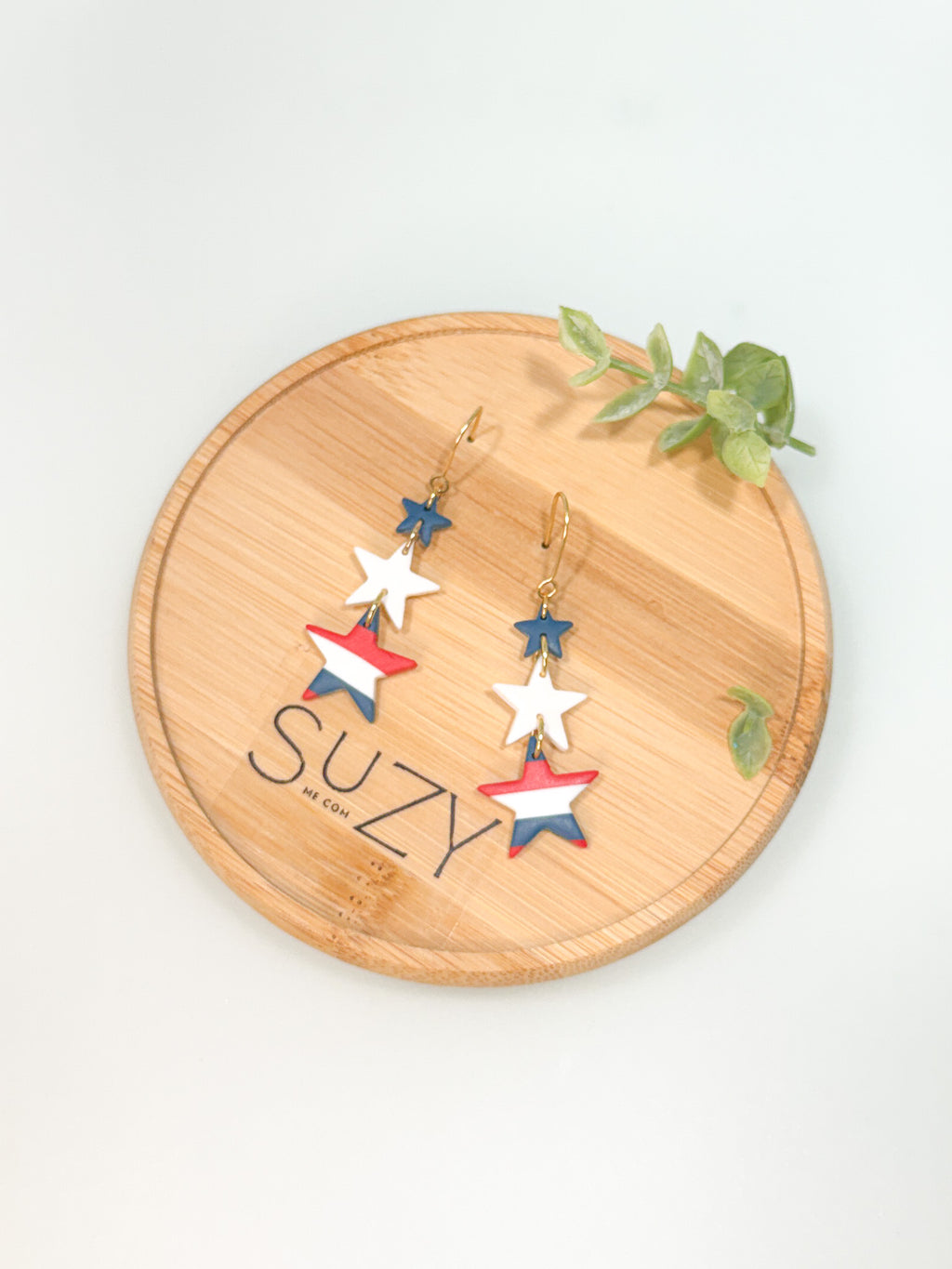 FSS21 Americana Red White and Blue Stars & Stripes Earrings | Patriotic Handmade Polymer Clay Hypoallergenic | 4th of July