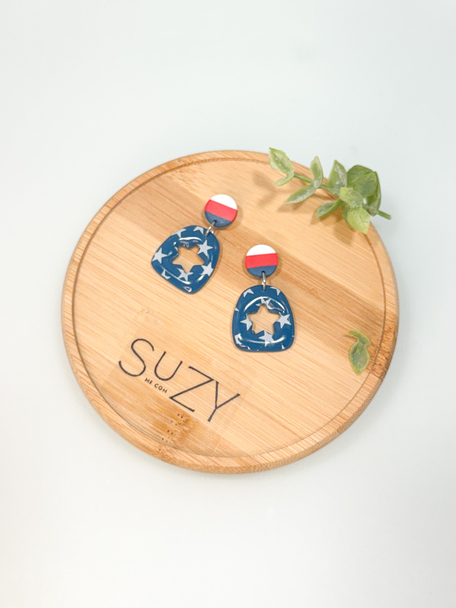 FSS23 Americana Red White and Blue Stars & Stripes Earrings | Patriotic Handmade Polymer Clay Hypoallergenic | 4th of July