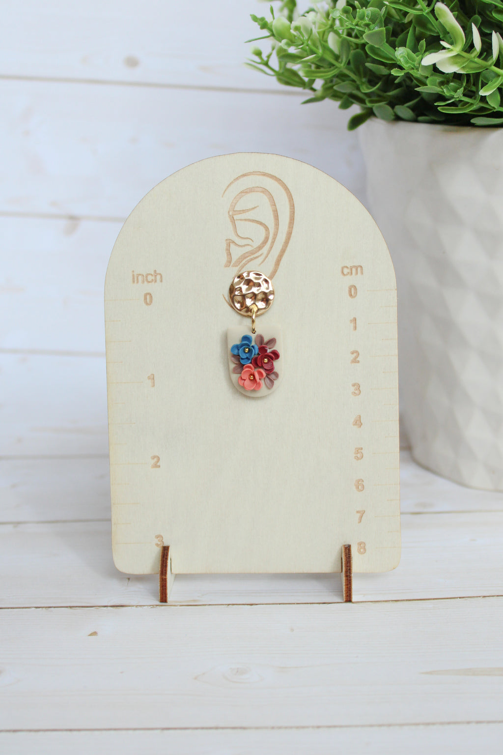 WA6 Autumn Floral Earrings | Handmade Polymer Clay Gold Dangle Earrings | Lightweight Romantic Fall Jewelry| Boutique Gift for Her
