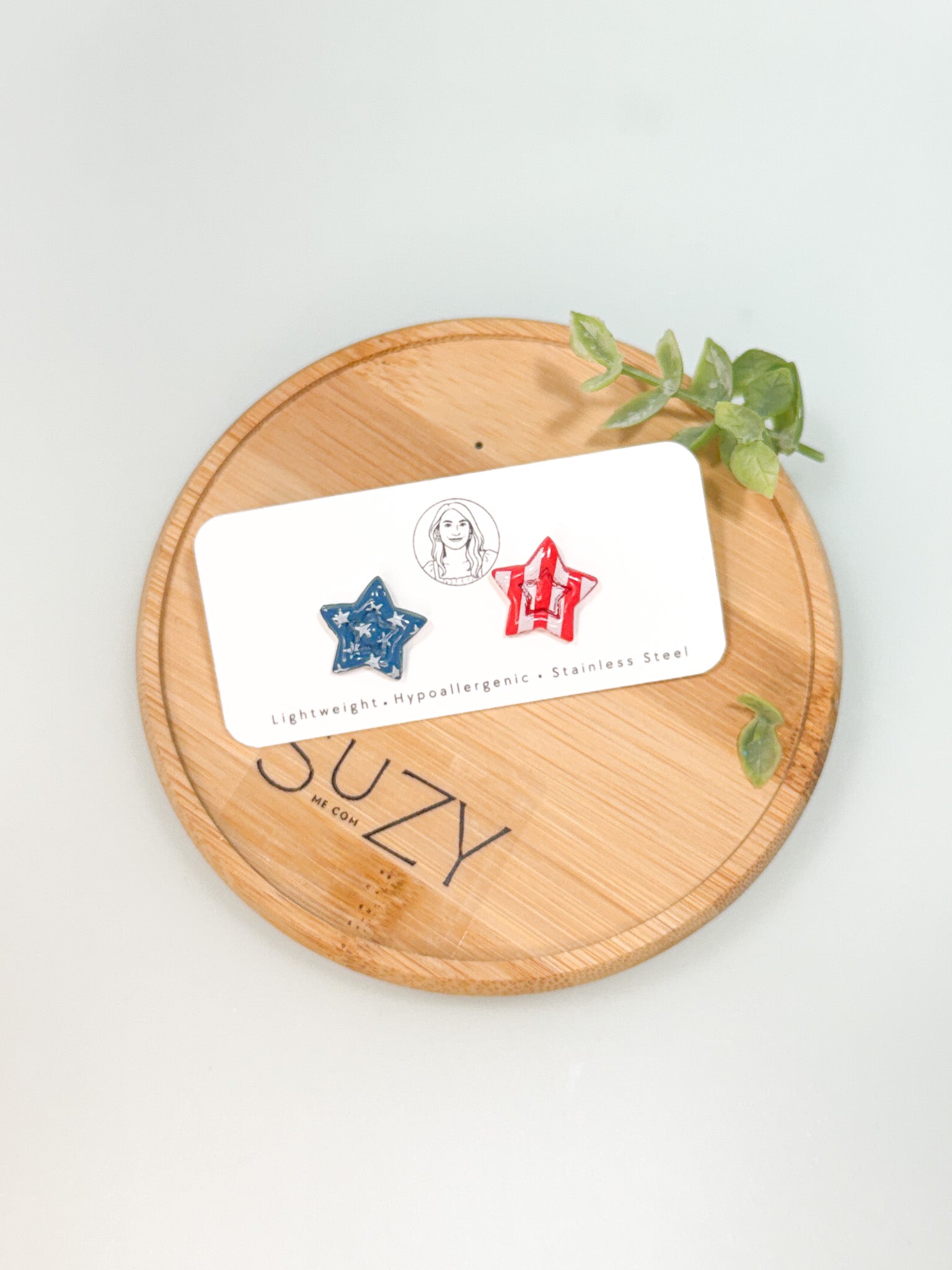 FSS24 Americana Red White and Blue Stars & Stripes STUD | Patriotic Handmade Polymer Clay Hypoallergenic | 4th of July