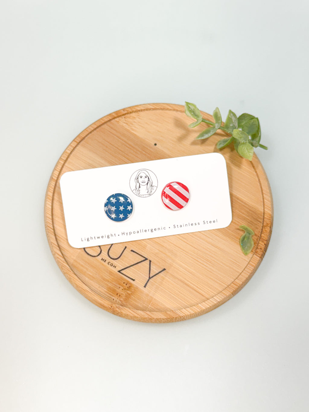 FSS24 Americana Red White and Blue Stars & Stripes STUD | Patriotic Handmade Polymer Clay Hypoallergenic | 4th of July