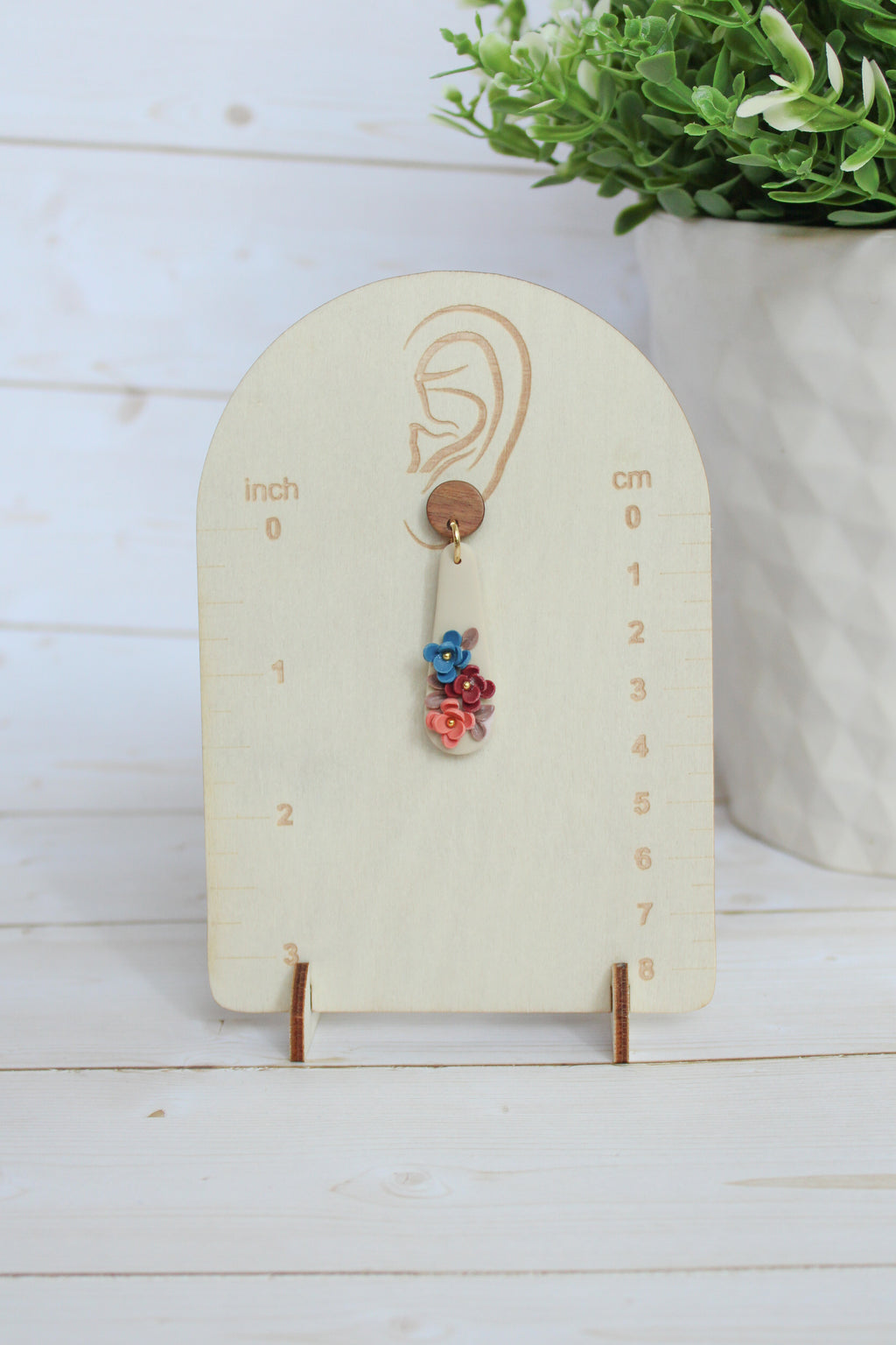 WA5 Autumn Floral Earrings | Handmade Polymer Clay Wood Dangle Earrings | Lightweight Romantic Fall Jewelry| Boutique Gift for Her